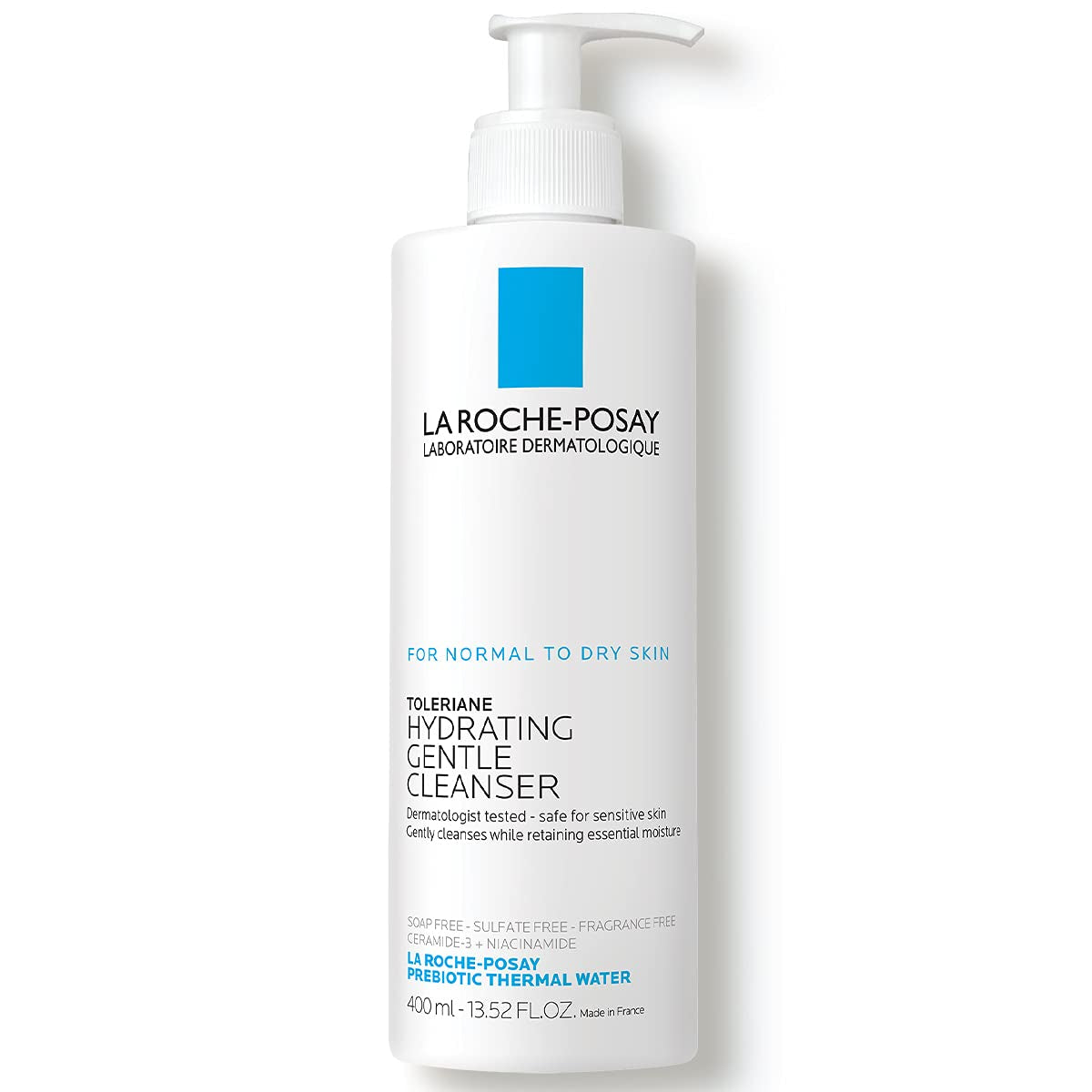 La Roche-Posay Toleriane Hydrating Gentle Face Cleanser | Hydrating Facial Cleanser with Niacinamide + Ceramides | Daily Face Wash for Dry Skin to Normal Skin | Sensitive Skin Tested | Fragrance Free