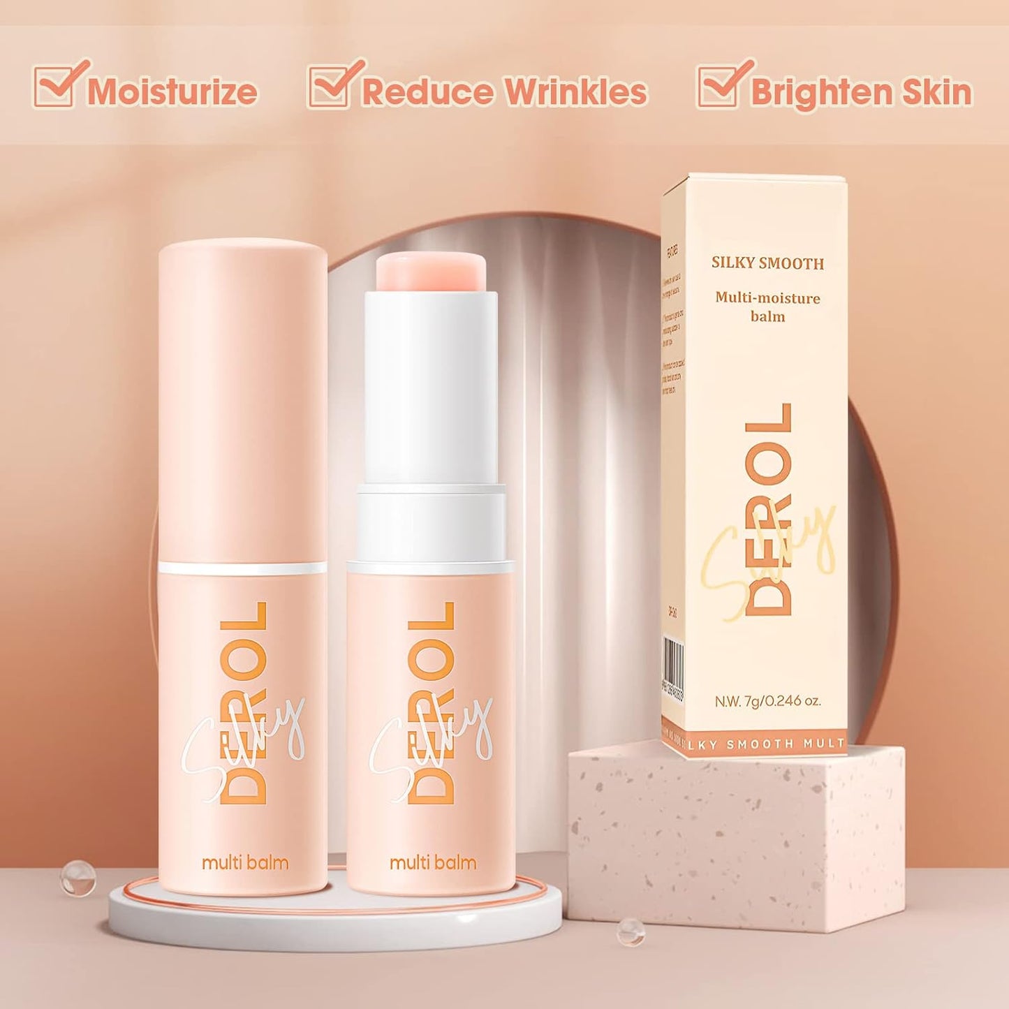 2PCS Wrinkle Repair Moisturizing Multi Balm Stick, Anti-Wrinkle Face Balm Eye Balm Body Hydrating Face Moisturizer, Wrinkle Balm Stick Face Skin Collagen Moisturizer for Dry Skin (7G/0.246 Oz)