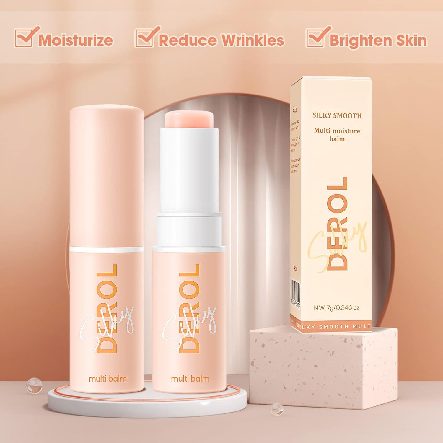 2PCS Wrinkle Repair Moisturizing Multi Balm Stick, Anti-Wrinkle Face Balm Eye Balm Body Hydrating Face Moisturizer, Wrinkle Balm Stick Face Skin Collagen Moisturizer for Dry Skin (7G/0.246 Oz)