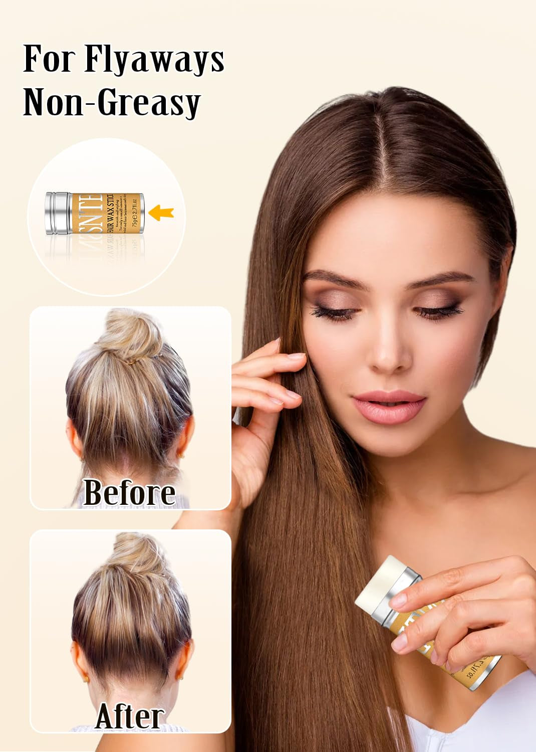 Slick Back Hair Brush Set: Hair Wax, Edge Brush, Rat Tail Comb, Bristle Brush, Hair Bun Accessories, Smoothing Brush for Women & Kids