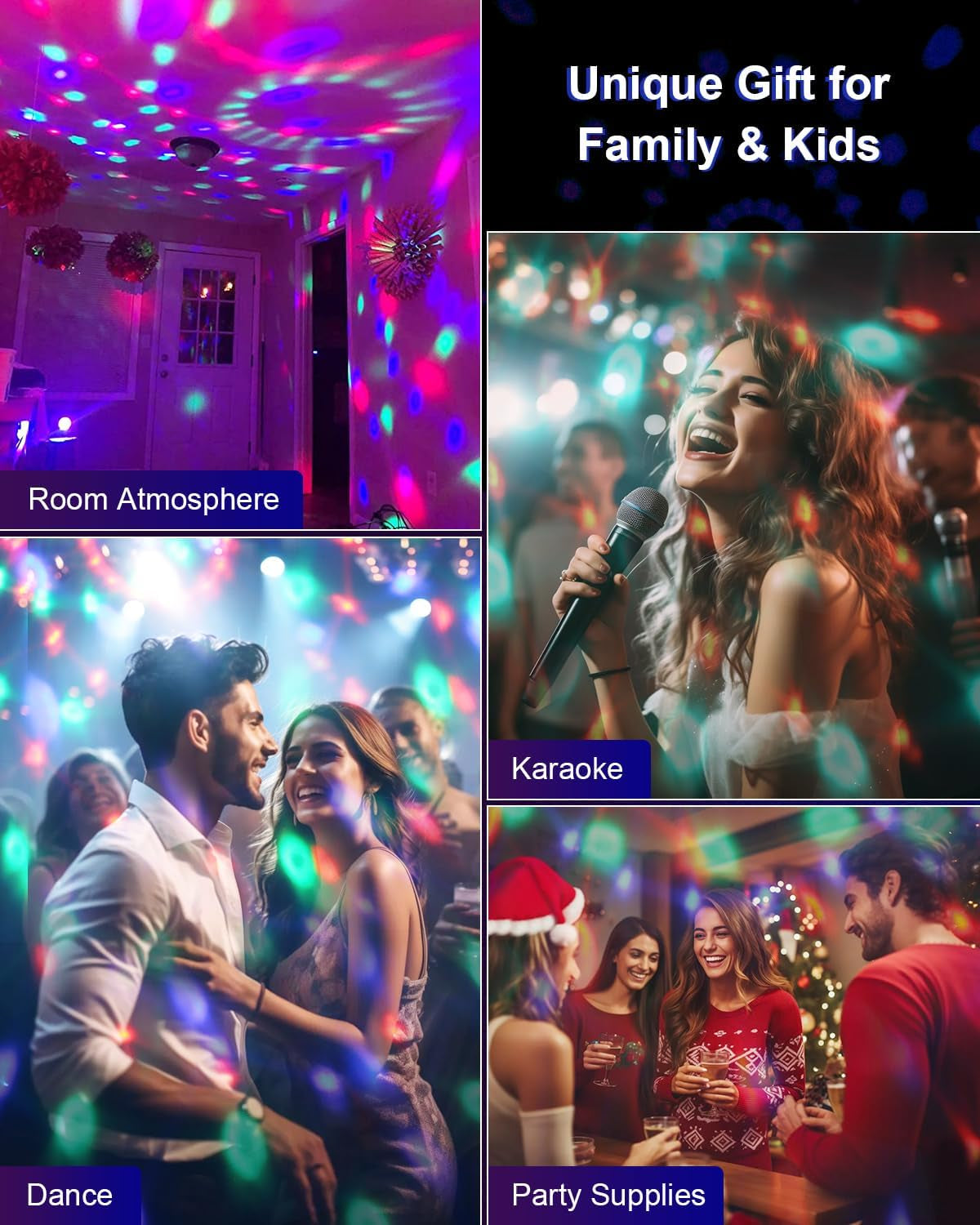 Luditek Sound Activated Party Lights - Remote Control DJ Disco Ball Strobe Lamp for Epic Home Dance Parties, Birthdays, Karaoke & Festive Decorations!