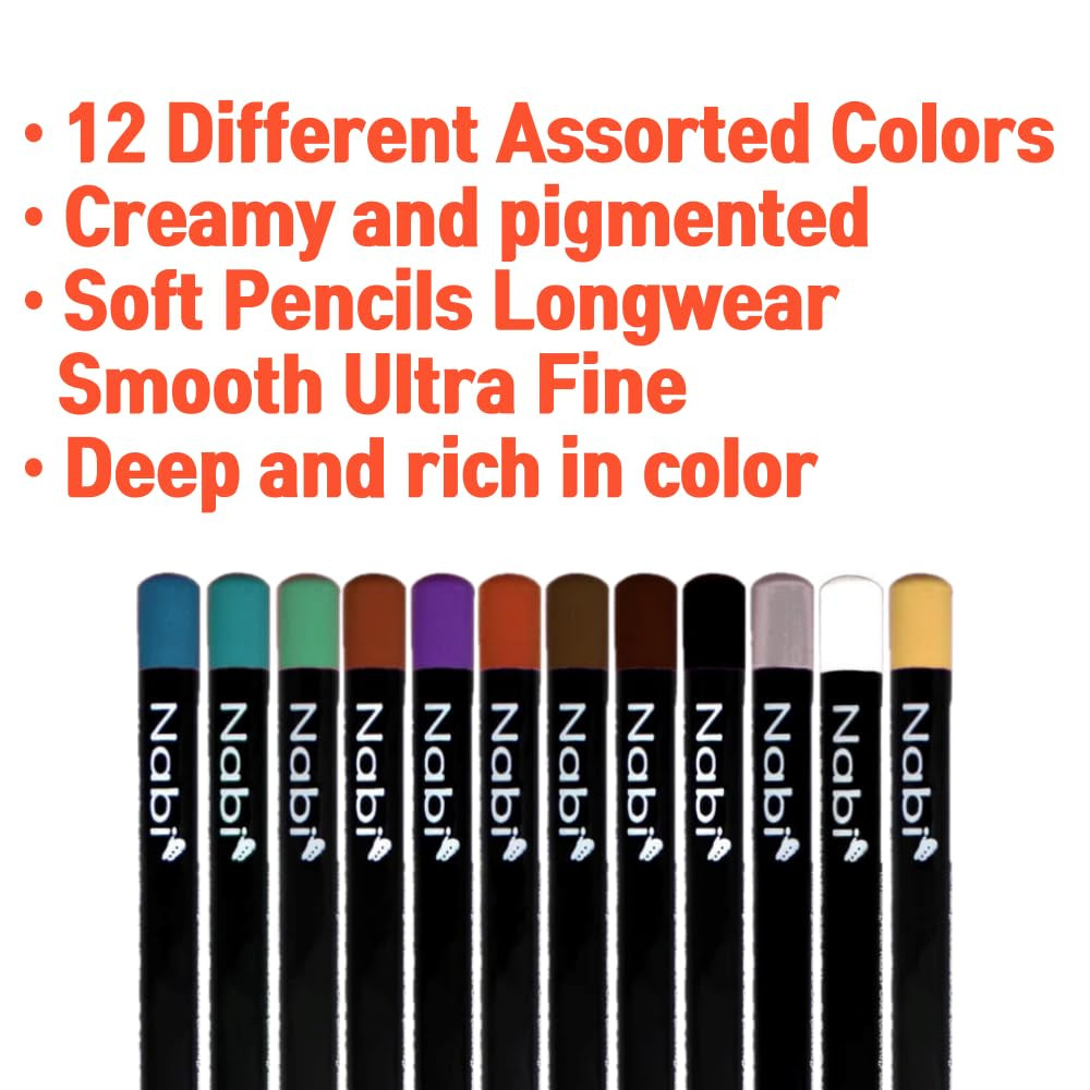 12 Colors Eyeliner Pencil Set, High Pigmented Eye Makeup Soft Pencils, Long Wearing, Deep and Rich in Color, Smooth Ultra Fine