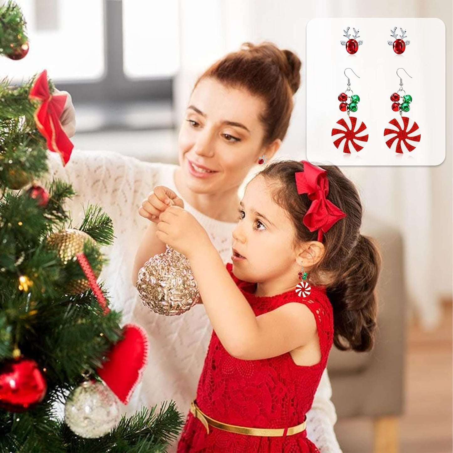 23 Pairs Christmas Earrings for Women Xmas Holiday Dangle Earrings Christmas Stud Tree Snowflake Bow Bells Light Earrings Bulk Cute Christmas Party Jewelry Gifts