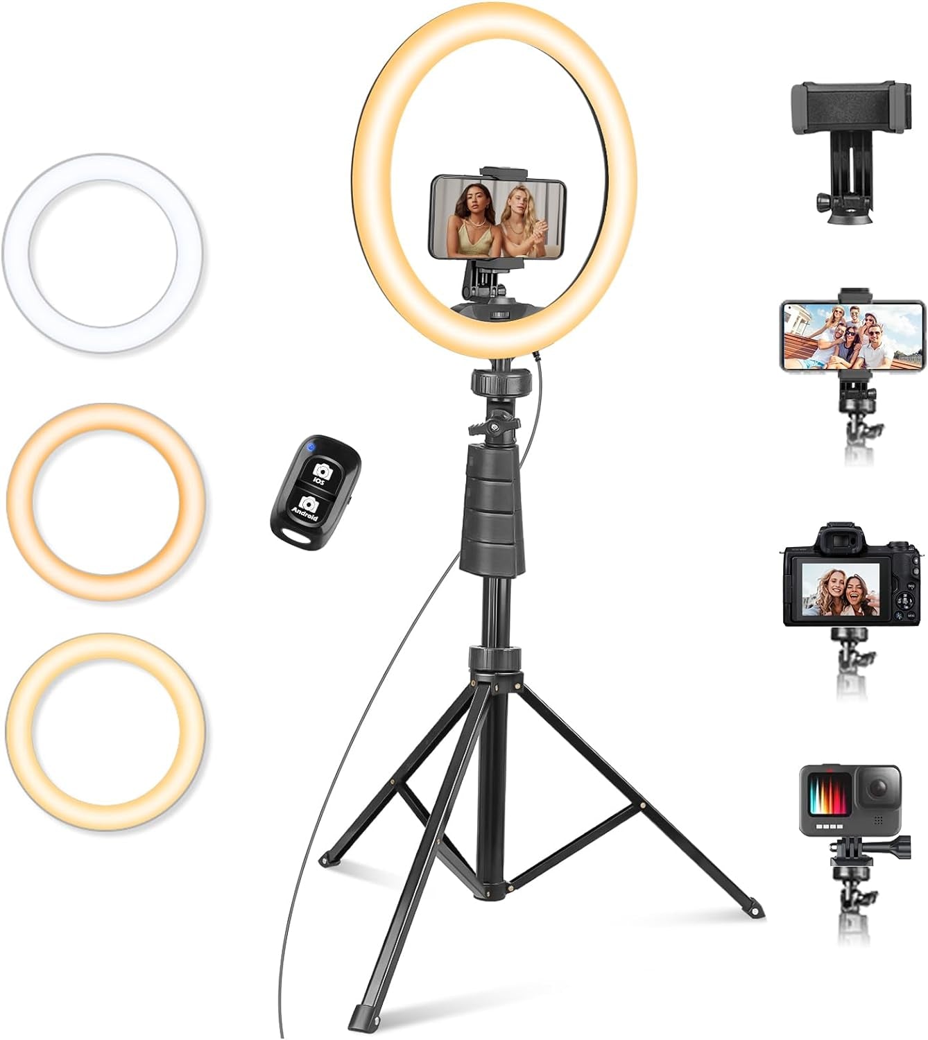 12" Ring Light with Tripod Stand and Phone Holder,Selfie LED Lighting with 62" Phone and Stand,Circle Ringlight for Photography,Tik Tok and Youtube,Compatible with Iphone, Android and Cameras