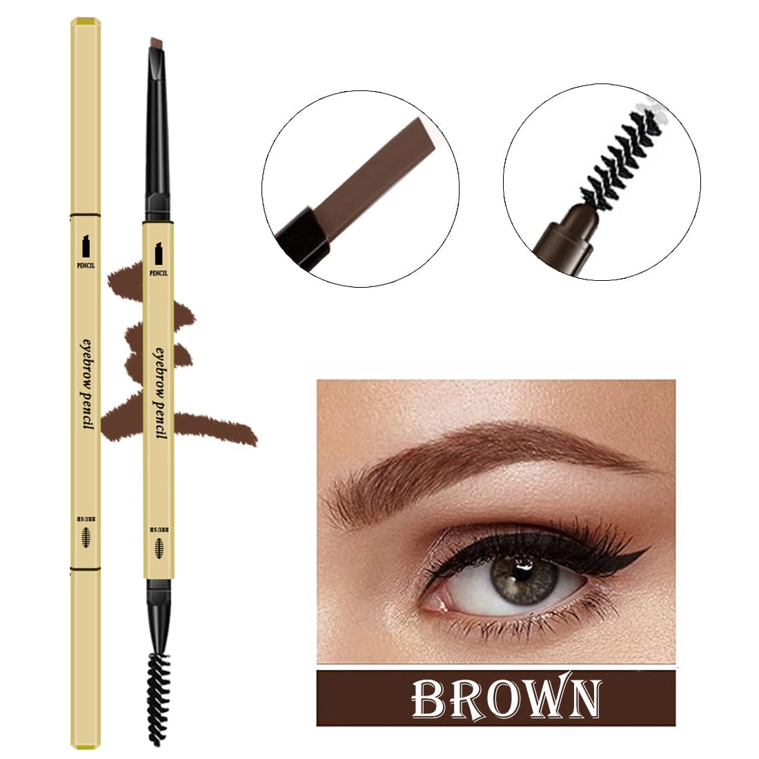 3 Different Silk Fiber Mascara,With Eyebrow Pencil,Eyebrow Brush Natural Waterproof Smudge-Proof,All Day Exquisitely Long, Smudge-Proof Eyelashes (Brown, Black)