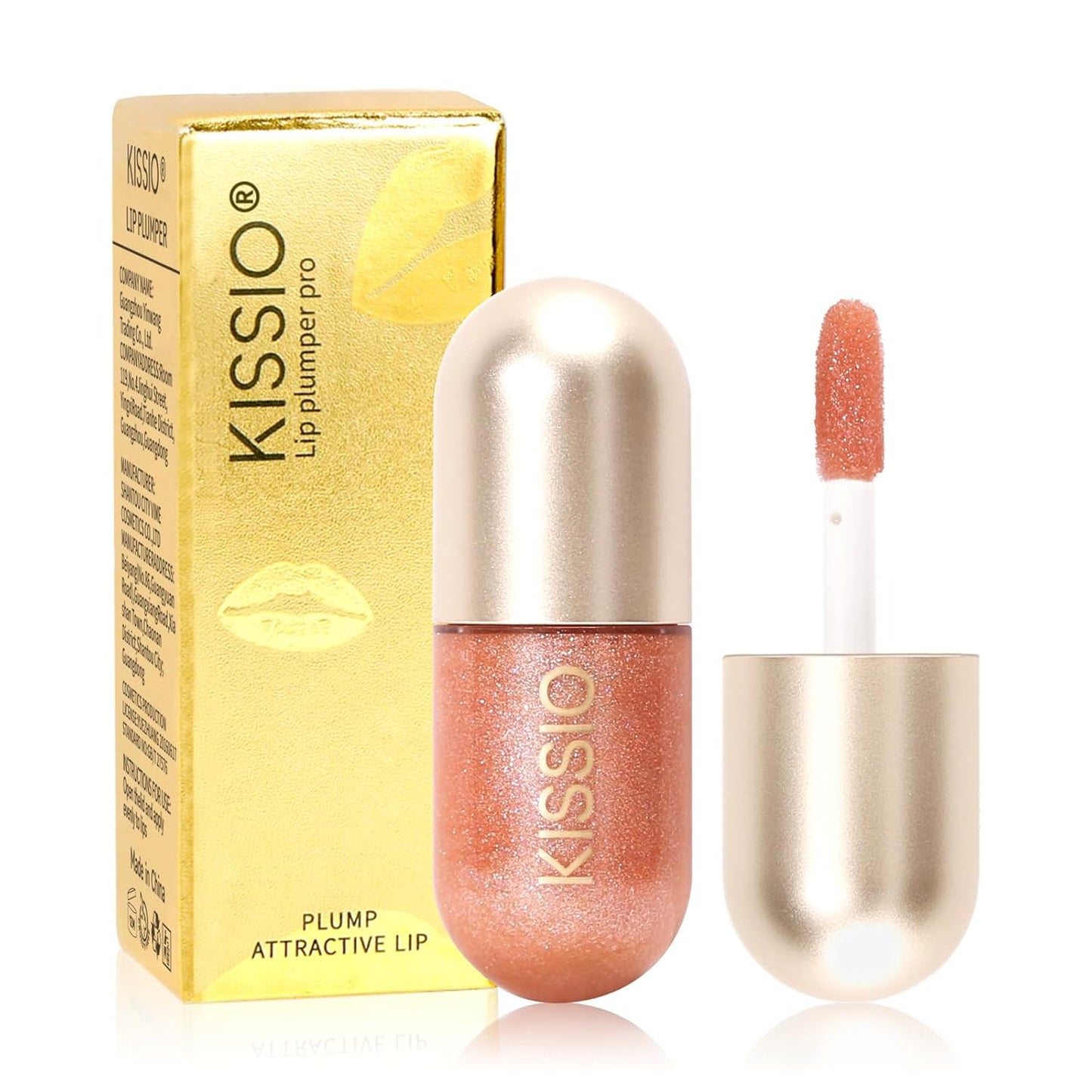 KISSIO Lip Plumper,Natural Lip Plumper for Day Use,Lip Plumping Gloss Make Lips Fuller and Moisturizing 5.5Ml,Lip Mask,Hydrating & Reduce Fine Lines,Beautiful Fuller