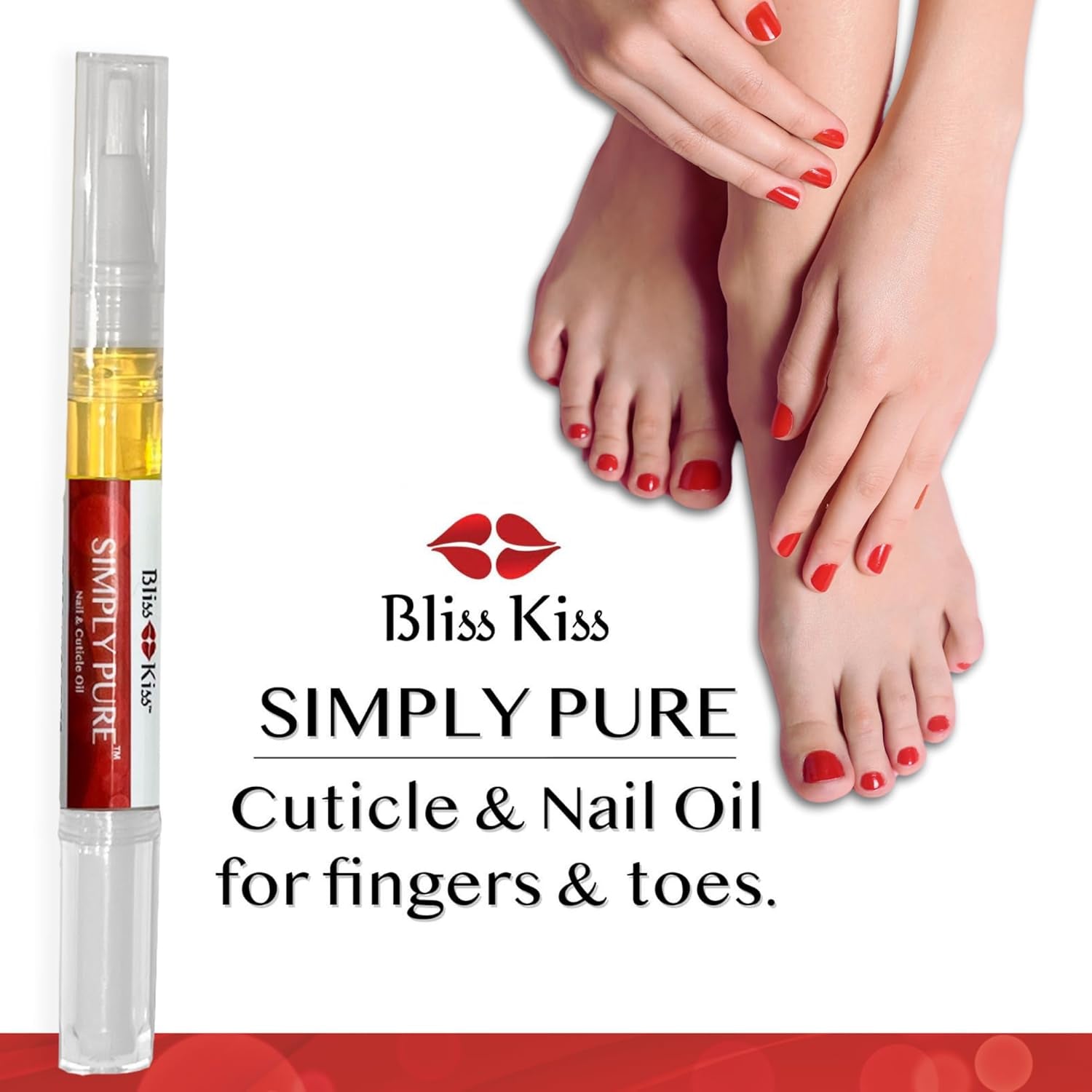 Bliss Kiss | 1 Fragrance Free | Nail Oil Cuticle Pen W/Vitamin E & Jojoba⏤Nail Strengthener Nail Growth Serum for Brittle Peeling Breaking Thin Nails