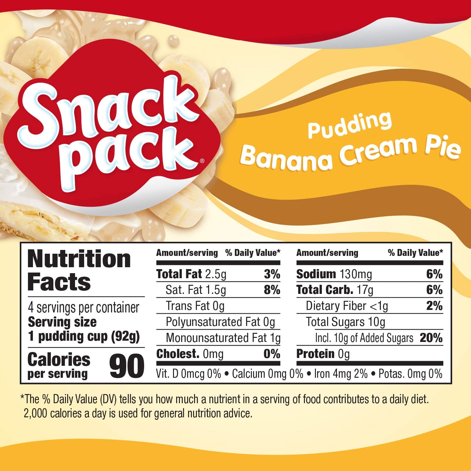 Snack Pack Banana Cream Pie Pudding Cups, 4 Ct