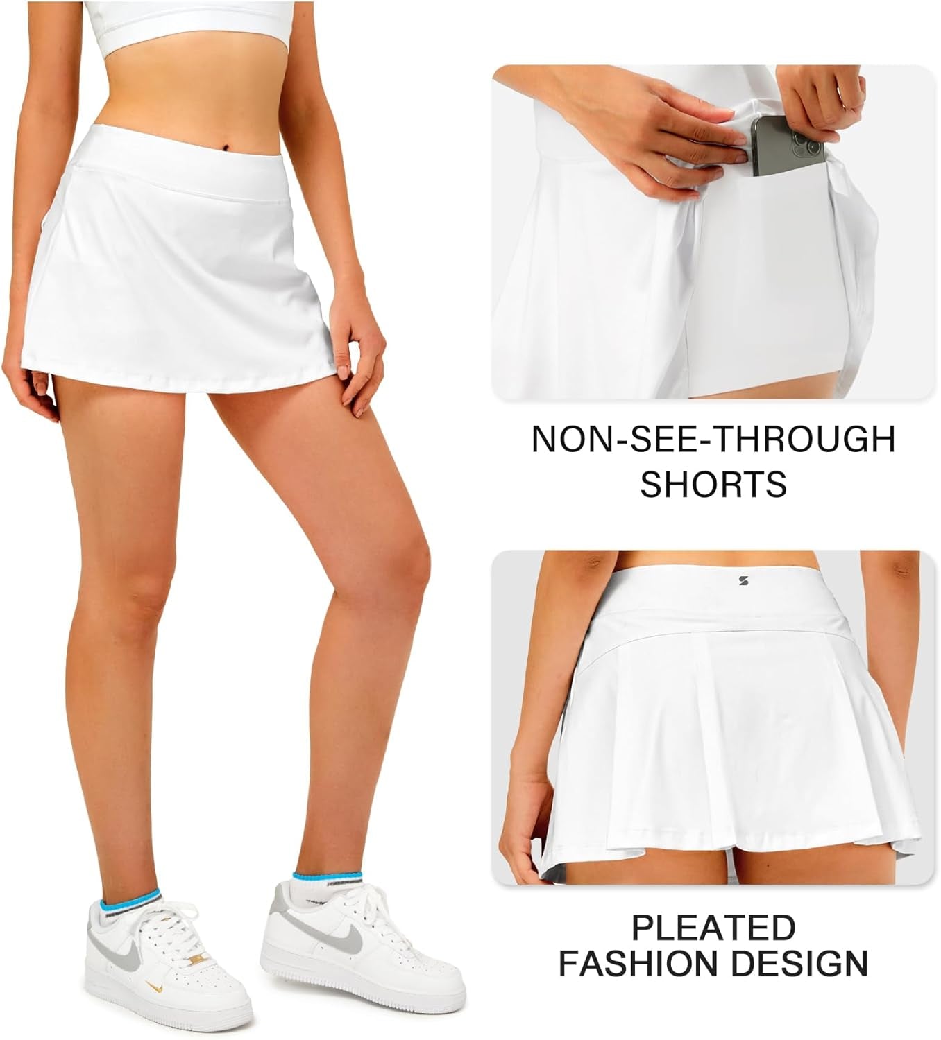 Women Tennis Skirt Golf Skorts Athletic High Waisted with Pockets Inner Shorts Sport Workout Pleated Pickleball