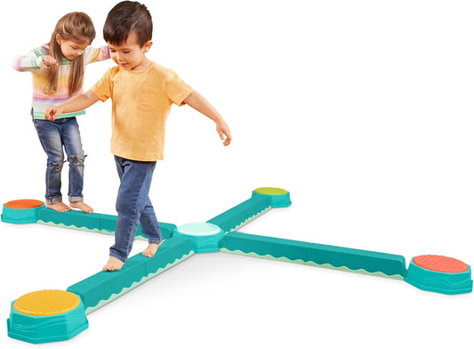 B. Toys – Balance Beam for Kids – Interlocking Balancing Beams – 5 Sensory Pads & 8 Beams – Active Play for Toddlers, Kids – 3 Years + – Balance & Build Set