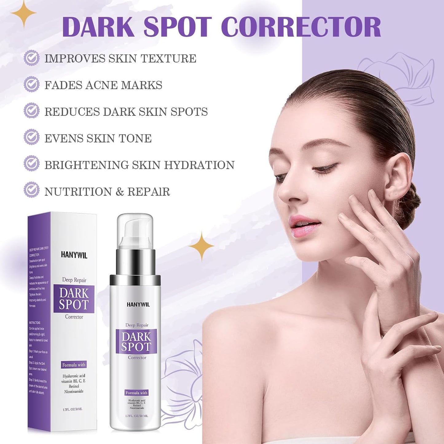 Dark Spot Remover for Face and Body, Dark Spot Corrector Cream, Skin Brown Spot Remover, Skin Care Face Cream, Sun Spot Remover, Age Spot Corrector, Rapid Tone Repair Retinol (1.7 Fl Oz)