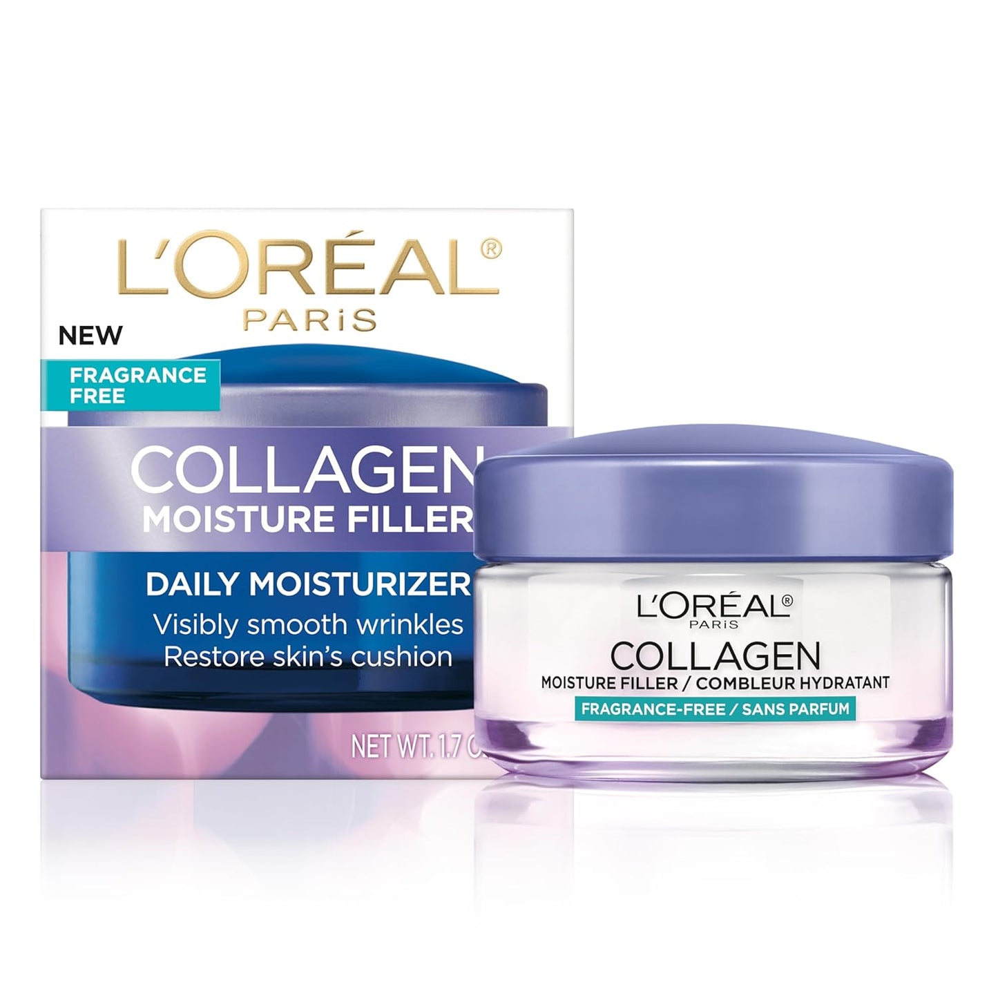 L'Oreal Paris Collagen Daily Face Moisturizer, Reduce Wrinkles, Face Cream 3.4 Oz