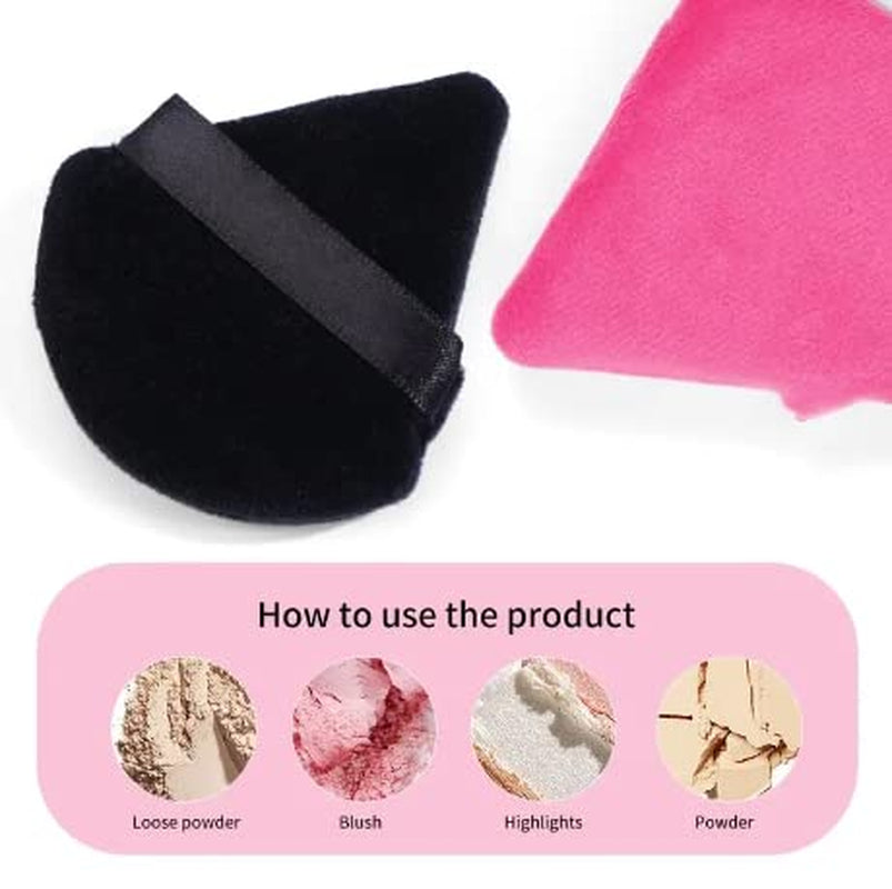 12 Pieces Triangle Powder Puff Set for Face, Soft Makeup Sponge for Loose Powder and Body Powder Cosmetic Foundation, Setting Powder Puff for Women