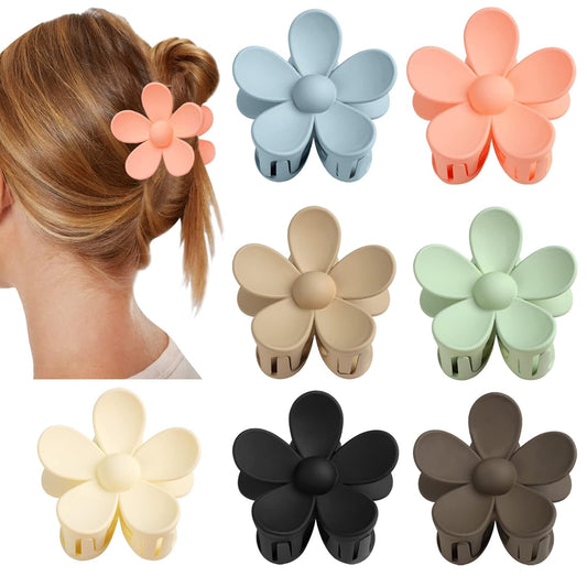 Flower Claw Clip 7 PCS Claw Clips, Hair Clips for Women Non Slip, Claw Clips for Thick Hair Women Girls Gifts, 7 Colors