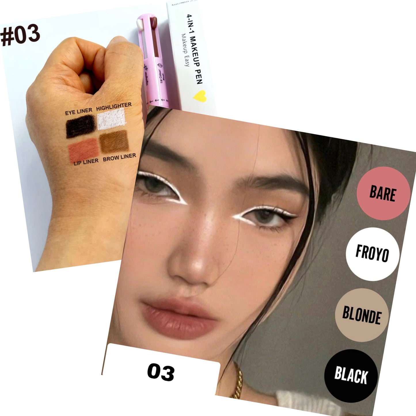 4 In 1 Makeup Pen Eyebrow Pencil Waterproof Drawing Eye Brow Long Lasting Easy Color Eyeliner Eyebrow Pen Sweatproof Makeup Pen
