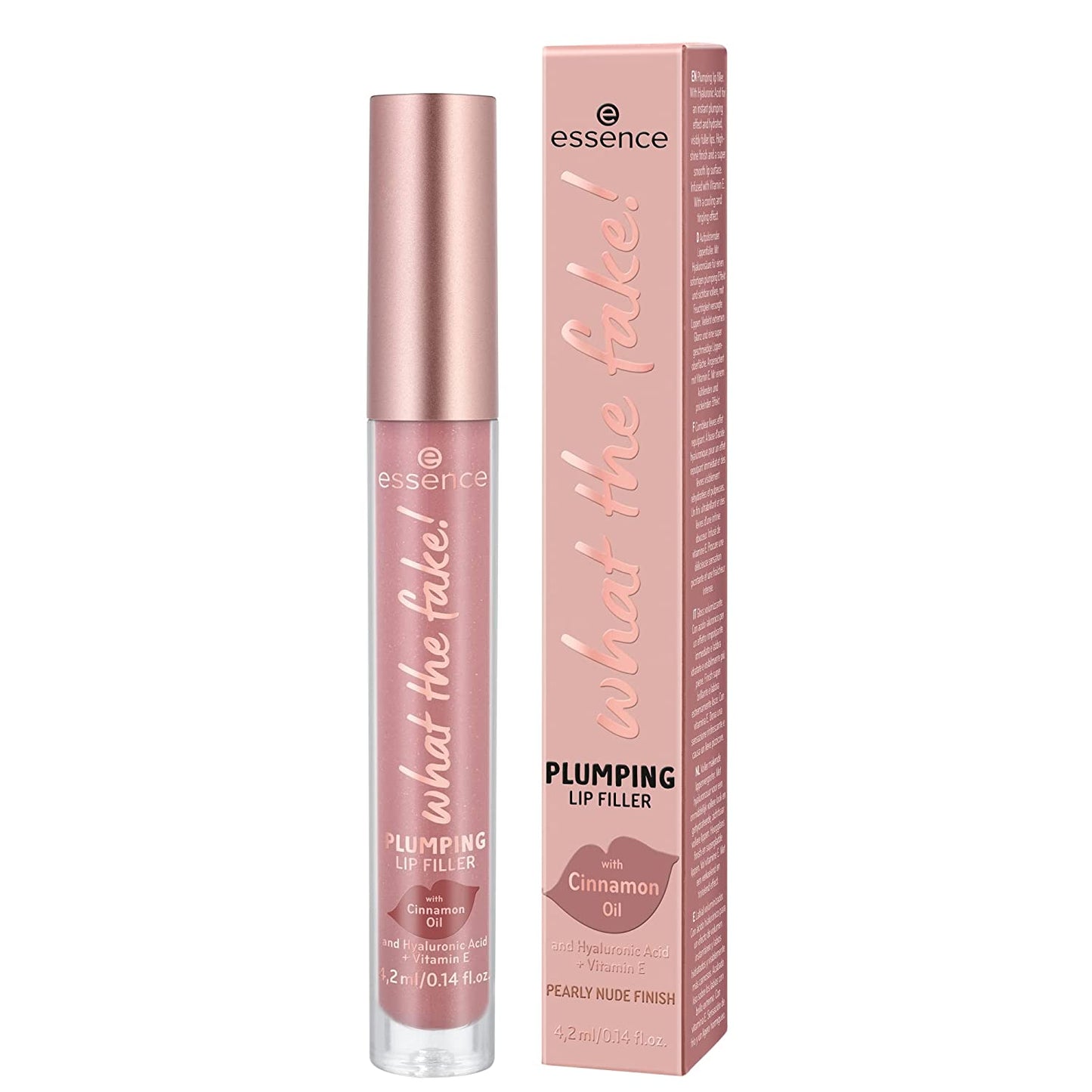 Essence | What the Fake! Plumping Lip Filler | Volumizing Lip Gloss Made with Hyaluronic Acid and Vitamin E | Vegan & Cruelty Free, Gluten Free | Free from Fragrance & Parabens (02 | Oh My Nude!)