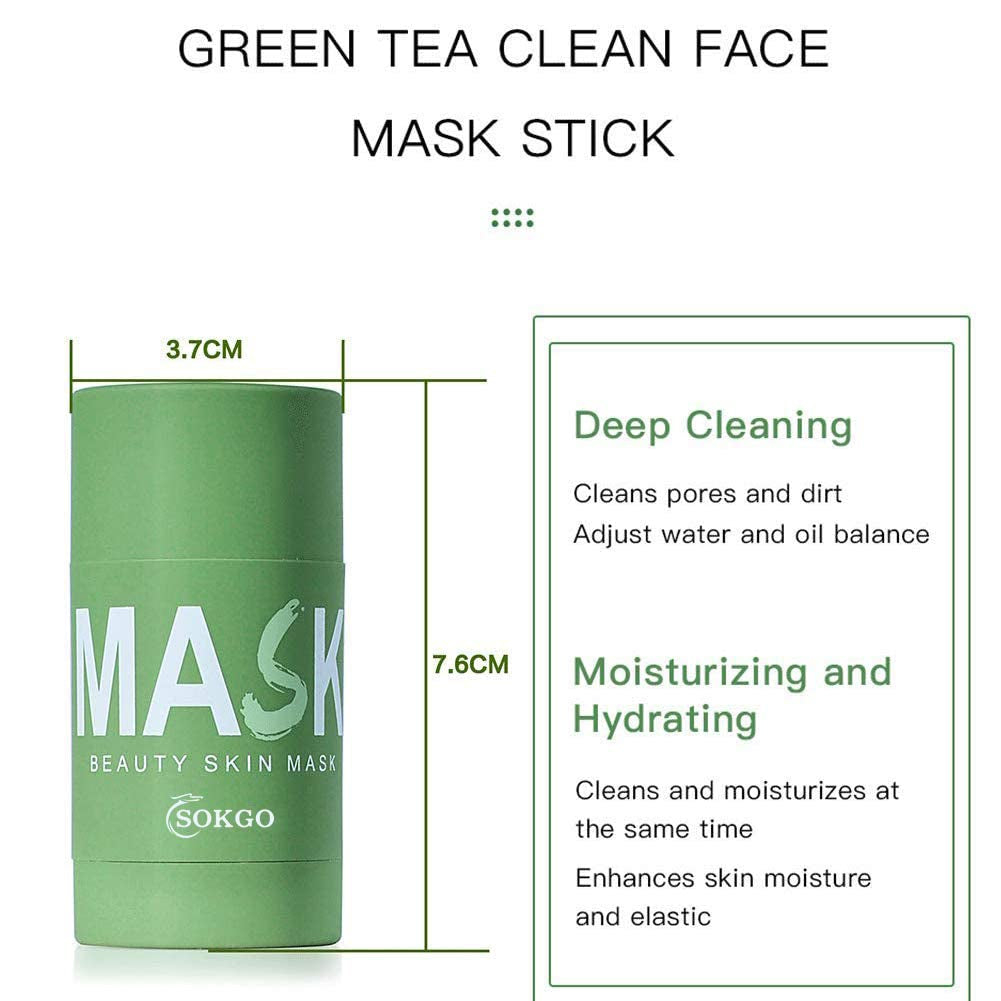 Green Tea Purifying Clay Clean Face Mask, Cleansing Mask Mud Mask for Men and Women, Moisturizing Oil Control Shrink Remove Blackheads, Shrink Pores, Improve Skin Tone (1, Green, 1PCS)
