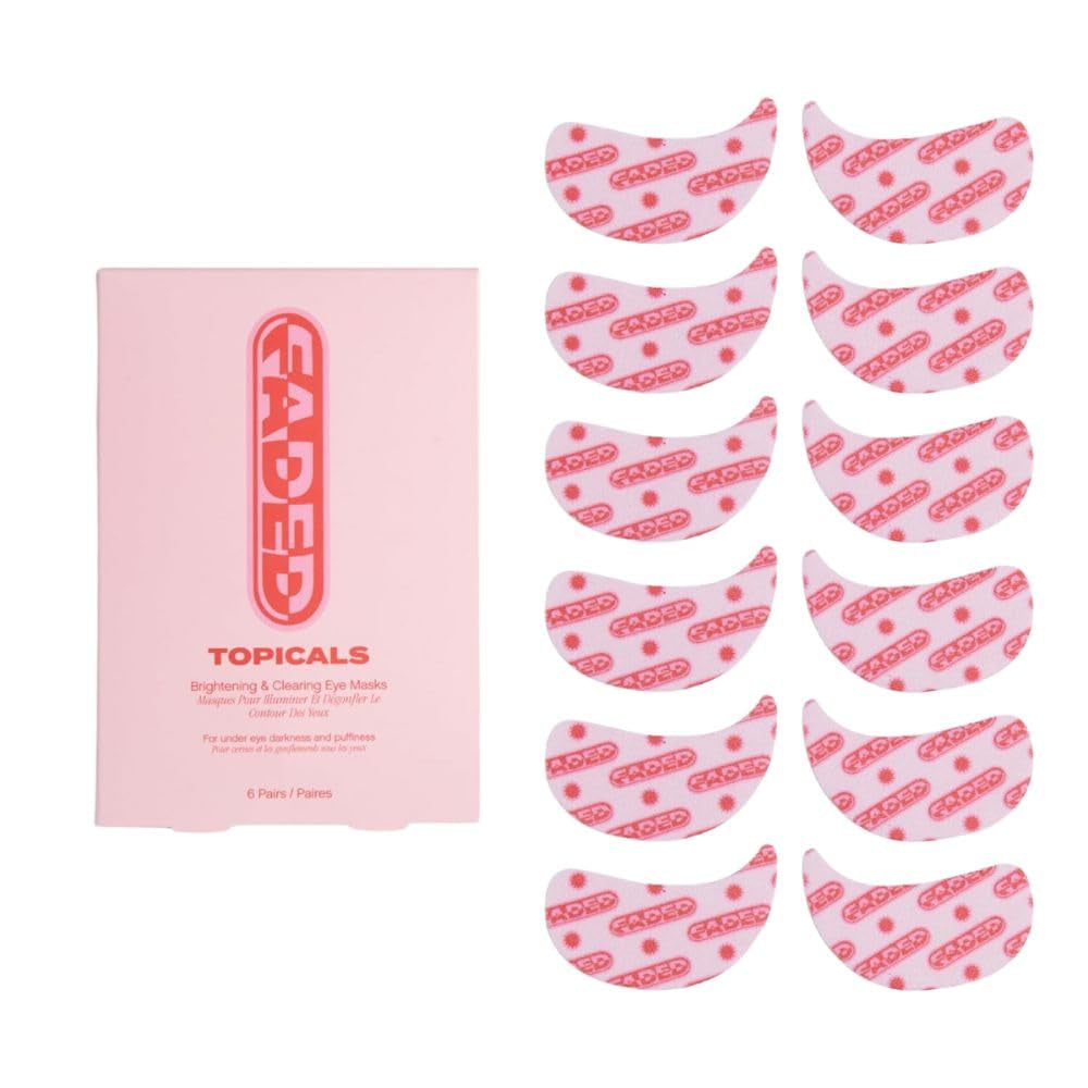 Topicals Faded Brightening under Eye Masks | Patches to Depuff, Hydrate, Brighten and Cool | Reduce Dark Circles and Fine Lines | Contains Kojic Acid, Caffeine and Niacinamide (Set of 6)