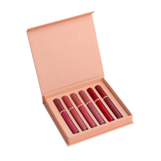 6Pcs Matte Liquid Lipstick Makeup Set, Matte Liquid Long-Lasting Wear Non-Stick Long Lasting Fade Resistant Waterproof Lip Gloss Smooth Shade Set(B)