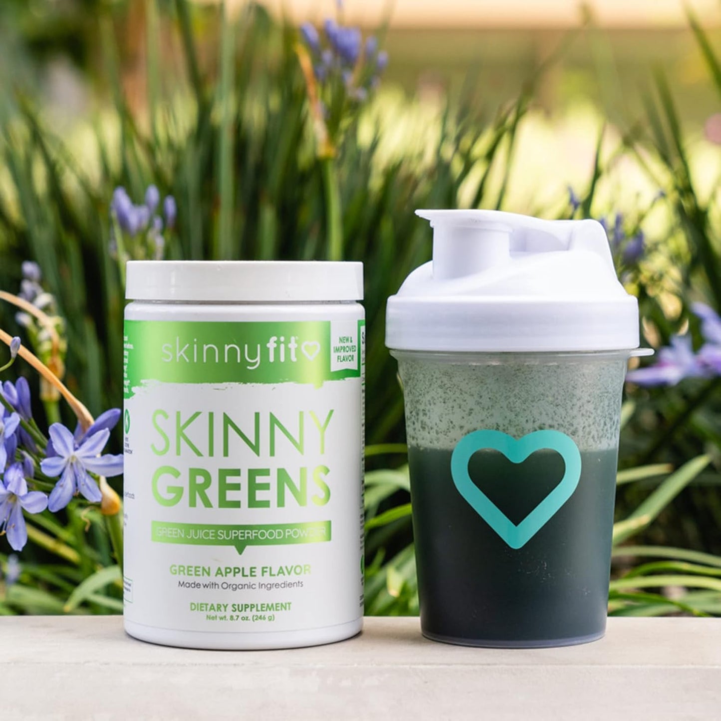 Skinnyfit Skinny Greens, Green Juice Superfood Powder, Green Apple Flavor, Natural Energy & Focus, Spirulina, Chlorella, 30 Servings