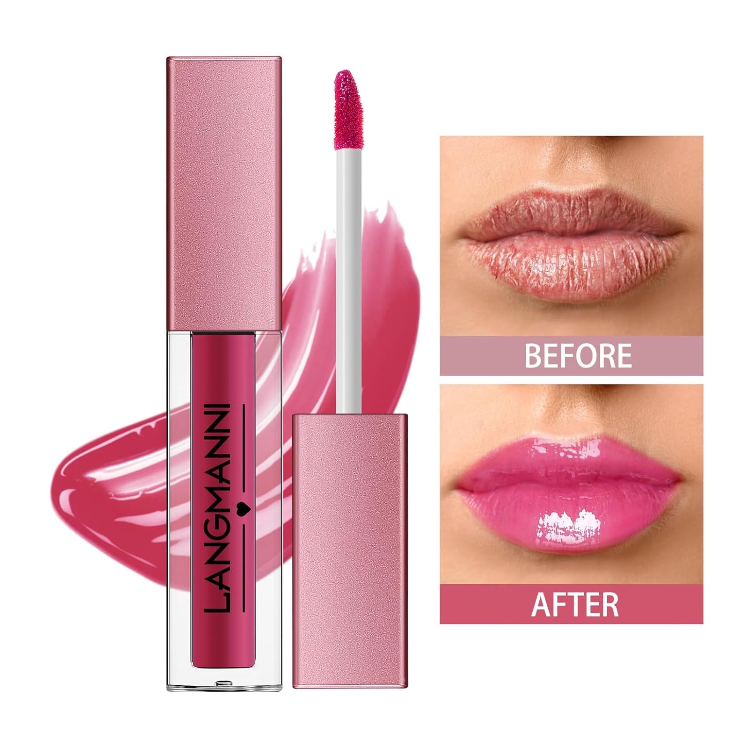 LANGMANNI 12Pcs Lip Gloss Collection Makeup Set, Shiny Smooth Soft Liquid Lip Glosses Lip Stain with Rich Varied Colors for Girls and Women Makeup (Glossy-A)
