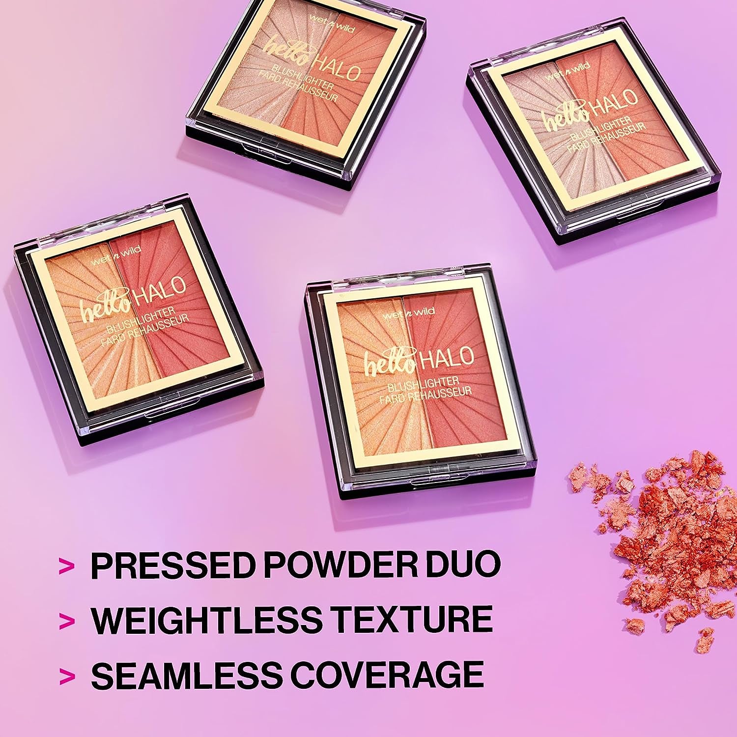 Wet N Wild Megaglo Blushlighter, Blendable Blush & Highlighter Set, Shimmery Metallic Finish, Flash Me