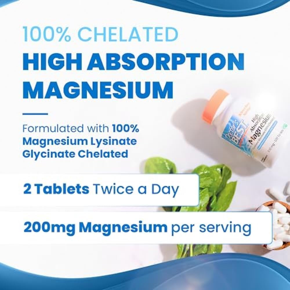 Doctor'S Best High Absorption Magnesium Glycinate Lysinate, 100% Chelated, Non-Gmo, Vegan, Gluten & Soy Free, 200 Mg, 240 Count