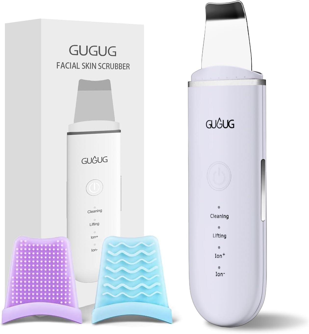 GUGUG Skin Scrubber Face Spatula Skin Spatula Pore Cleaner Blackhead Remover Tools for Facial Deep Cleansing-4 Modes -White