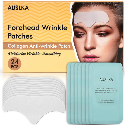 AUSLKA 24PCS Forehead Wrinkle Patches with Aloe, Collagen - Forehead Wrinkles Treatment,Anti Wrinkle Patches Care to Smooth Fine Lines & Wrinkles