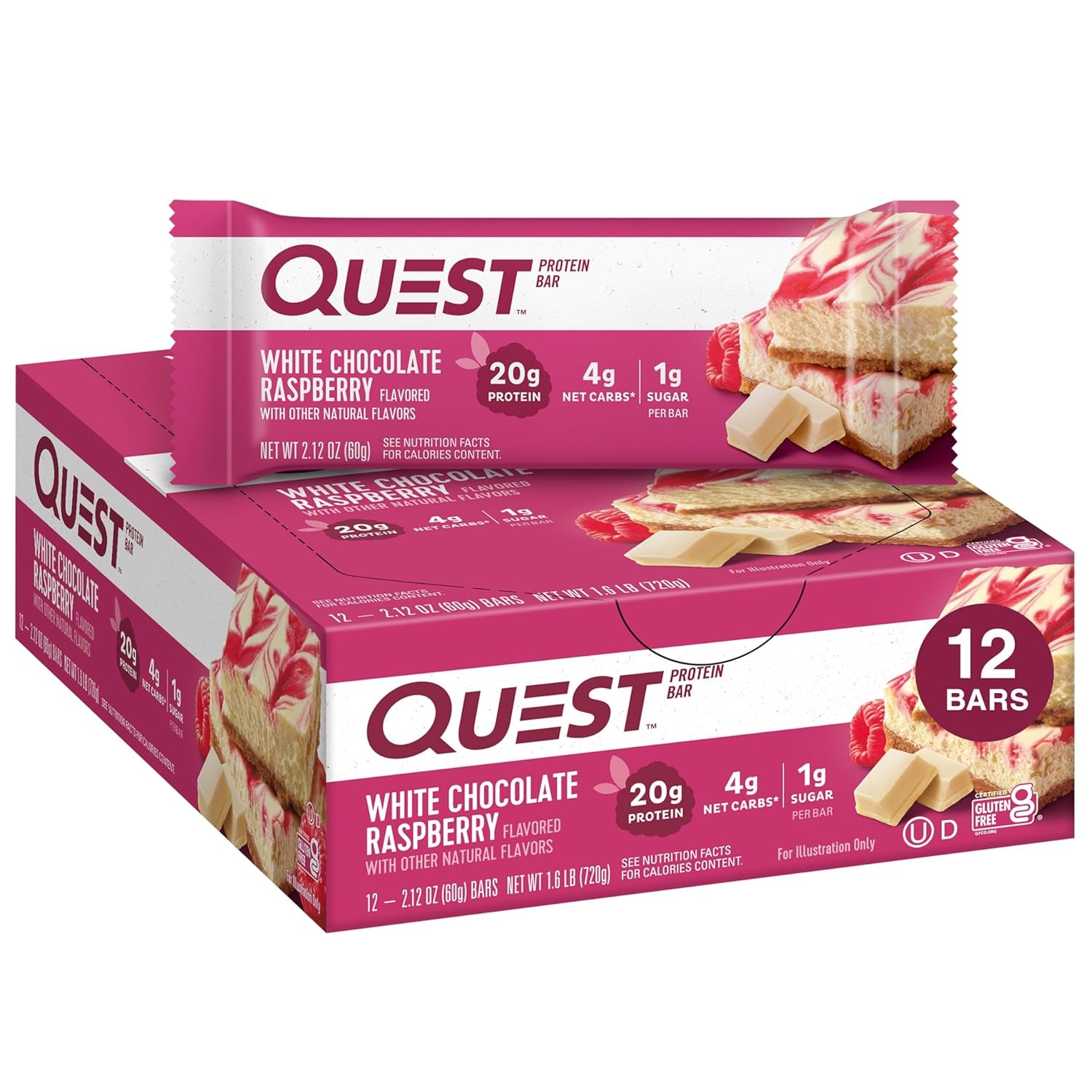 Quest Nutrition Chocolate Chip Dough Cookie Protein Bars, 21G Protein, 1G Sugar, 4G Net Carb, Gluten Free, Keto Friendy, 12 Count