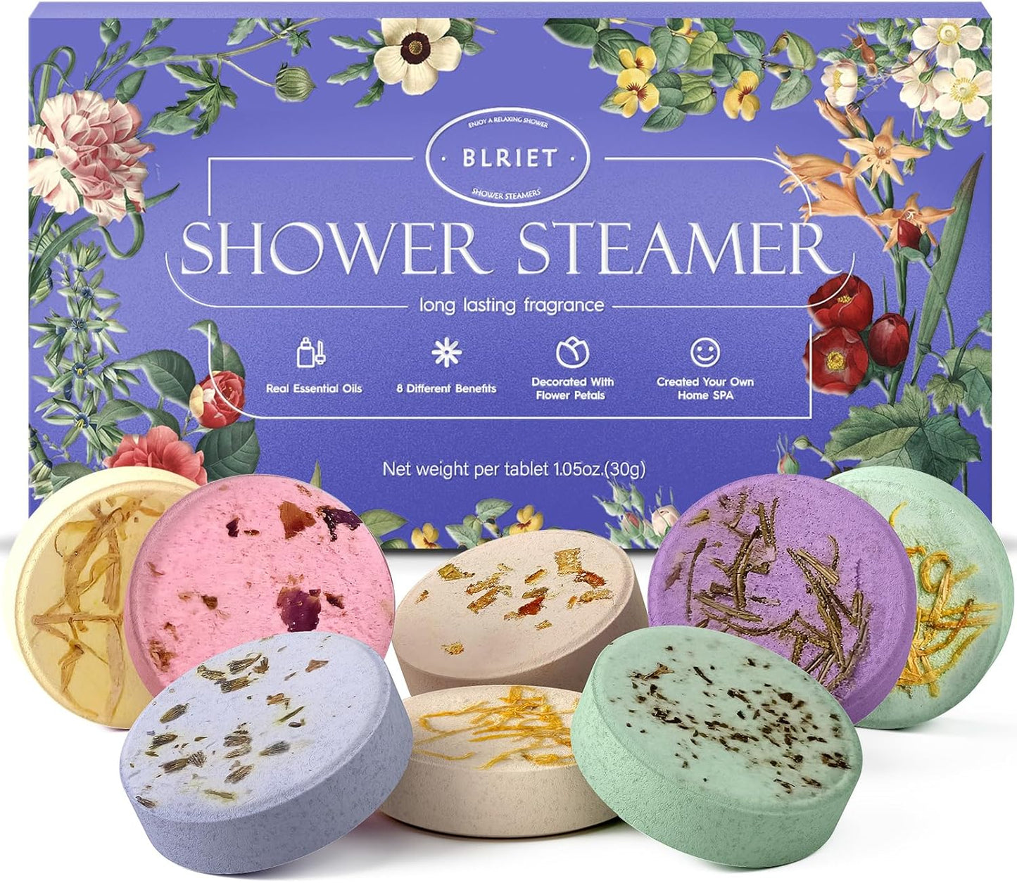 Shower Steamers Aromatherapy Stocking Stuffers Christmas Gifts for Women 8 PCS, Shower Bombs Gifts for Mom with Lavender Fruit Natural Essential Oils, Self Care Gifts for Women & Lover