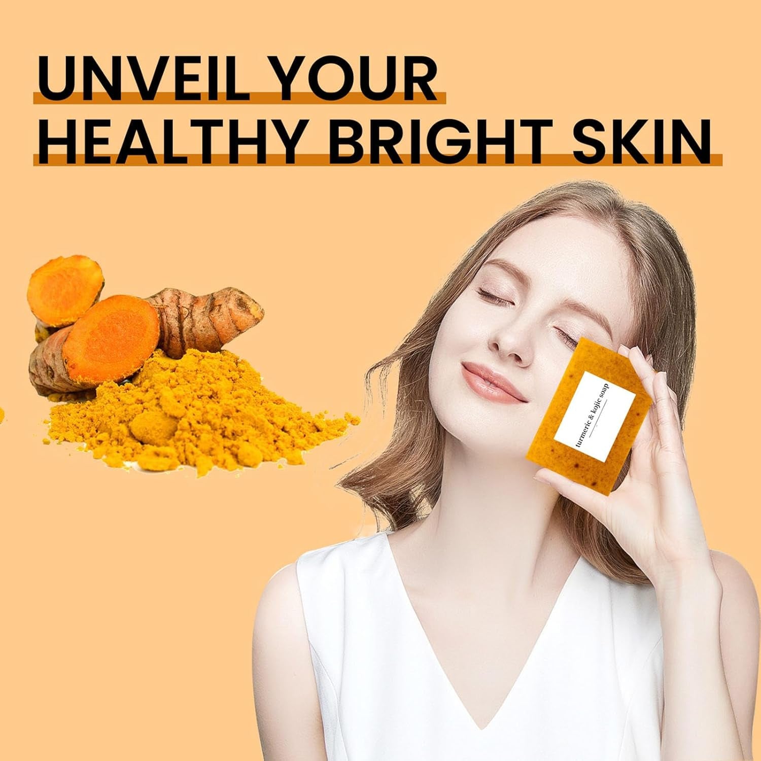 3PCS Honey Glow Lemon Turmeric Soap for Face and Body, Natural Turmeric Handmade Soap for All Skin Types