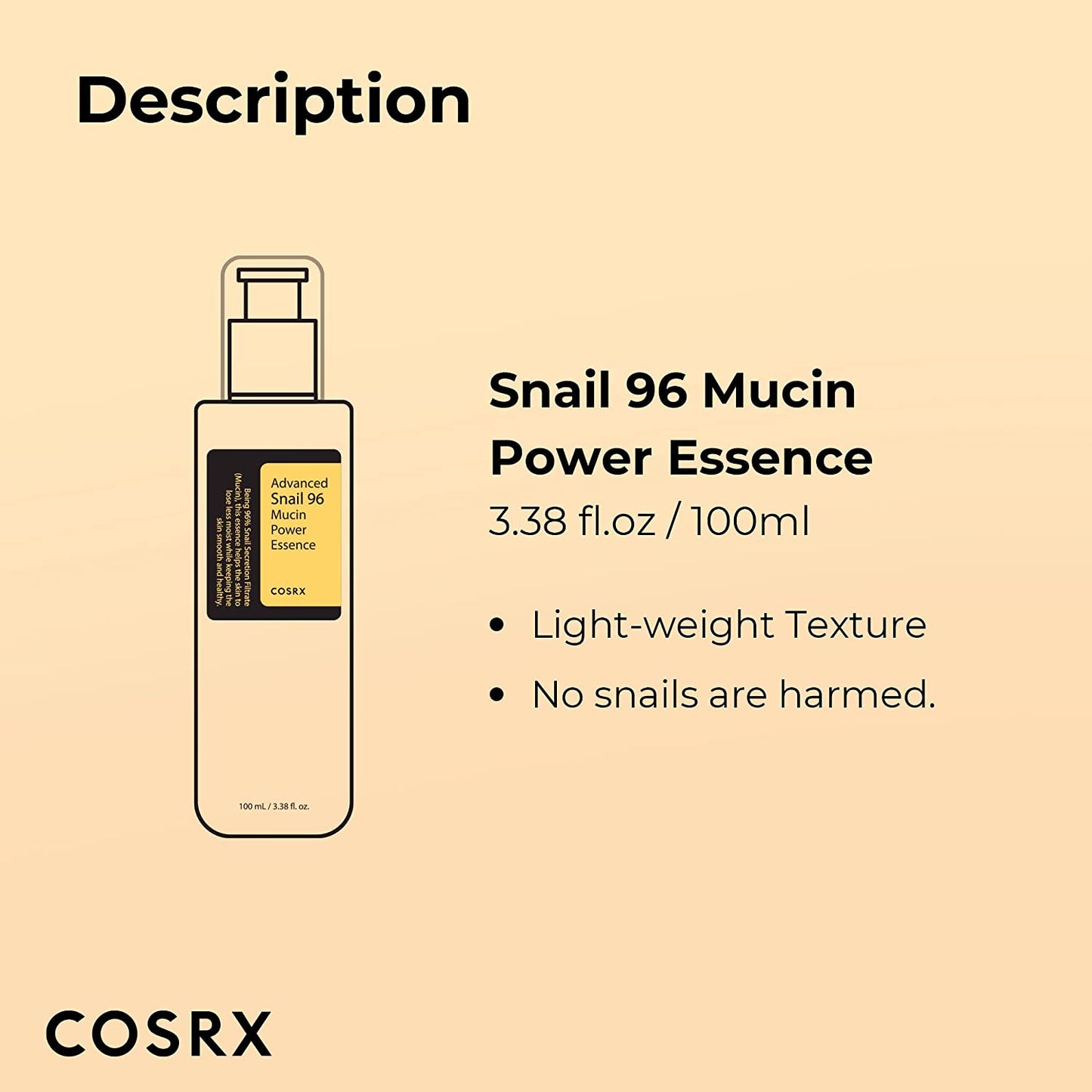 COSRX Snail Mucin 96% Power Face Serum 3.38 Fl Oz 100Ml, Hydrating Serum for Face, Self Care, Glow Skin under Makeup, Korean Skin Care, Korean Beauty