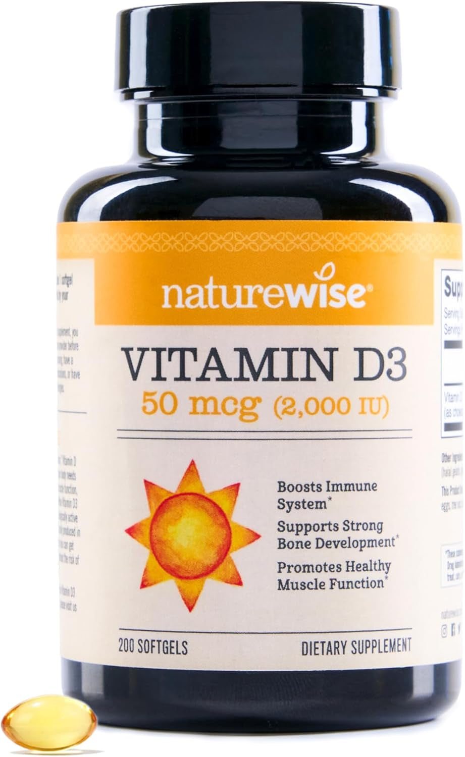 Naturewise Vitamin D3 5000Iu (125 Mcg) 1 Year Supply for Healthy Muscle Function, and Immune Support, Non-Gmo, Gluten Free in Cold-Pressed Olive Oil, Packaging Vary ( Mini Softgel), 360 Count