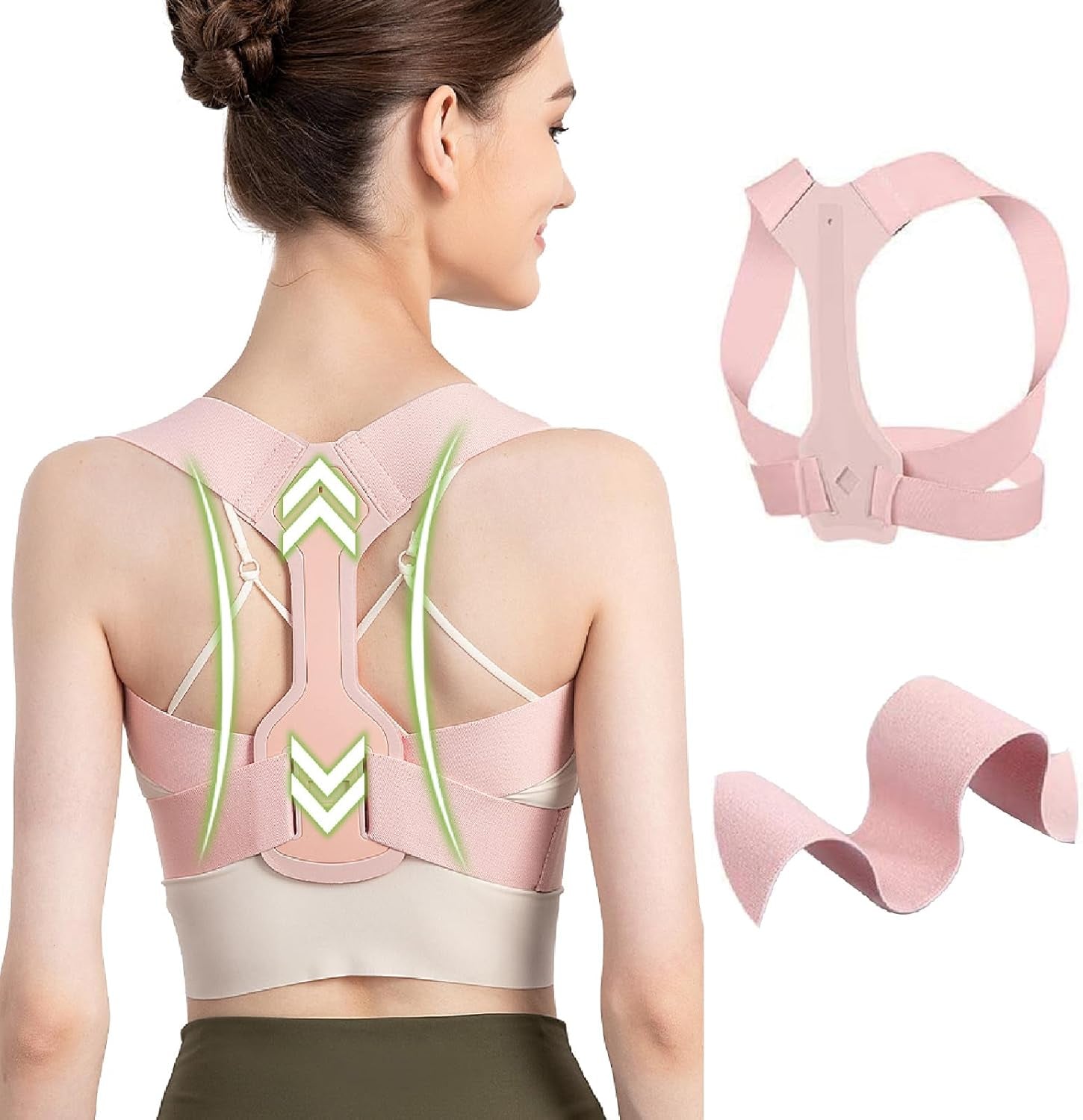 Updated Posture Corrector for Men and Women,Adjustable Upper Back Brace for Clavicle Support and Providing Neck Shoulder Upright Straightener Comfortable (Pink) (S 25-30 Inch)