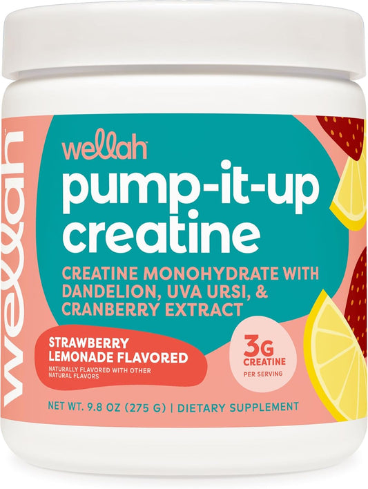 Pump-It-Up Creatine (50 Servings, Strawberry Lemonade) - Creatine Monohydrate with Dandelion, Uva Ursi, & Cranberry Extract