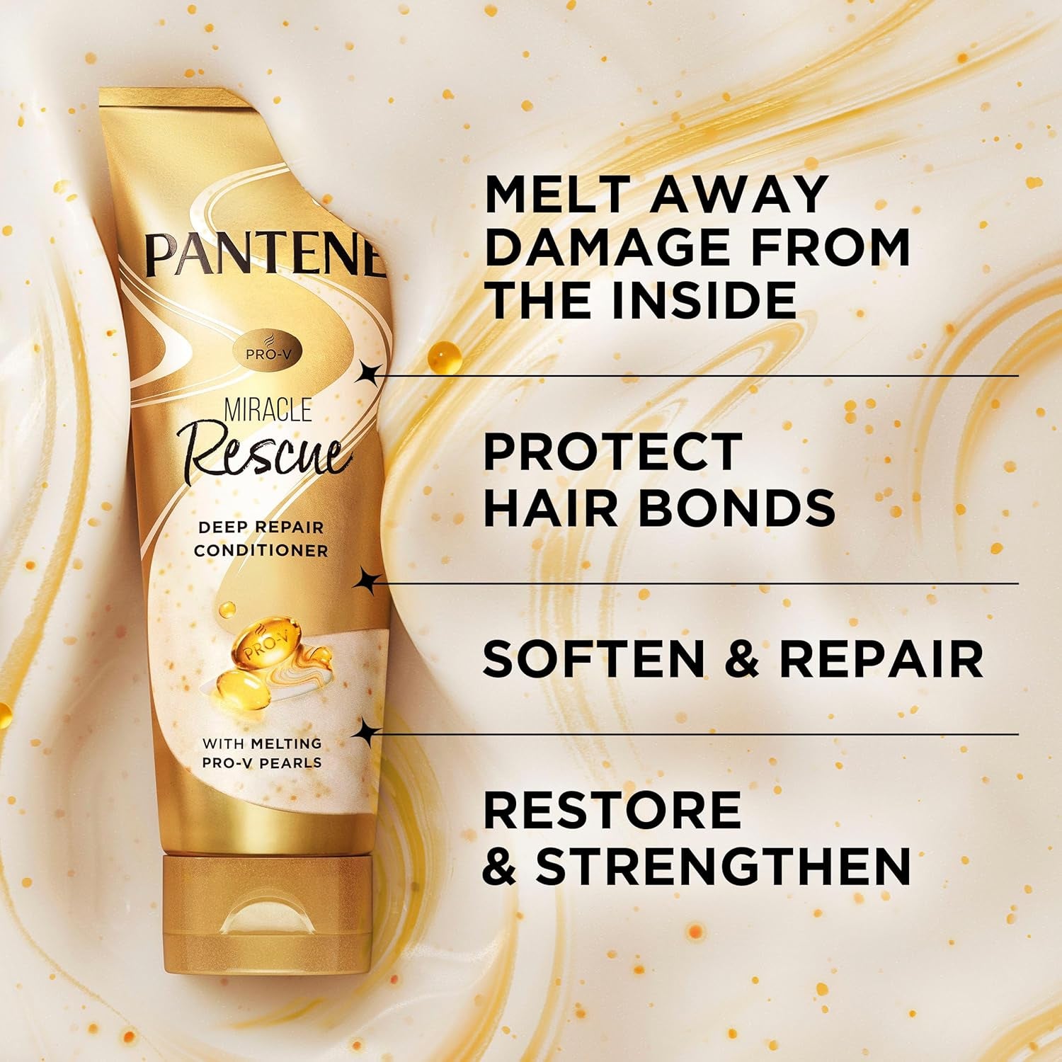 Pantene Miracle Rescue Deep Conditioner - Melting Pro-V Pearls for Dry, Damaged or Color-Treated Hair, Softens and Repairs, 8.0 Oz