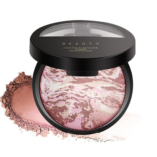 Baked Bronze Brighten Face Powder Bronzer Makeup Lighting Glow Marbleized Buildable Coverage Bronzer Matte Natural Finish (Fair, Face Bronzers)