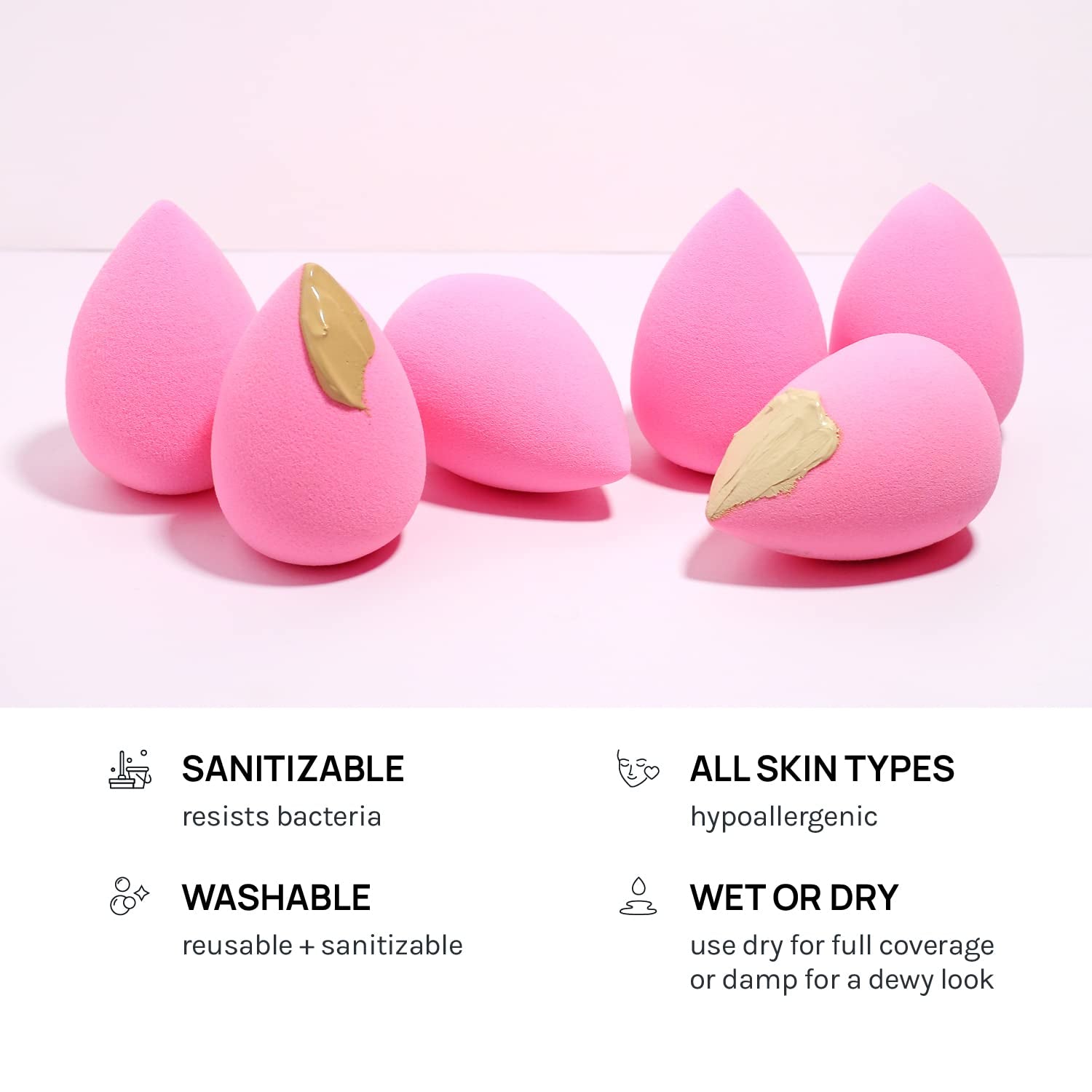 AOA Studio Collection Makeup Sponge Set Latex Free and High-Definition Set of 6 Makeup Wonder Blender for Powder Cream and Liquid, Super Soft Wonder Beauty Cosmetic