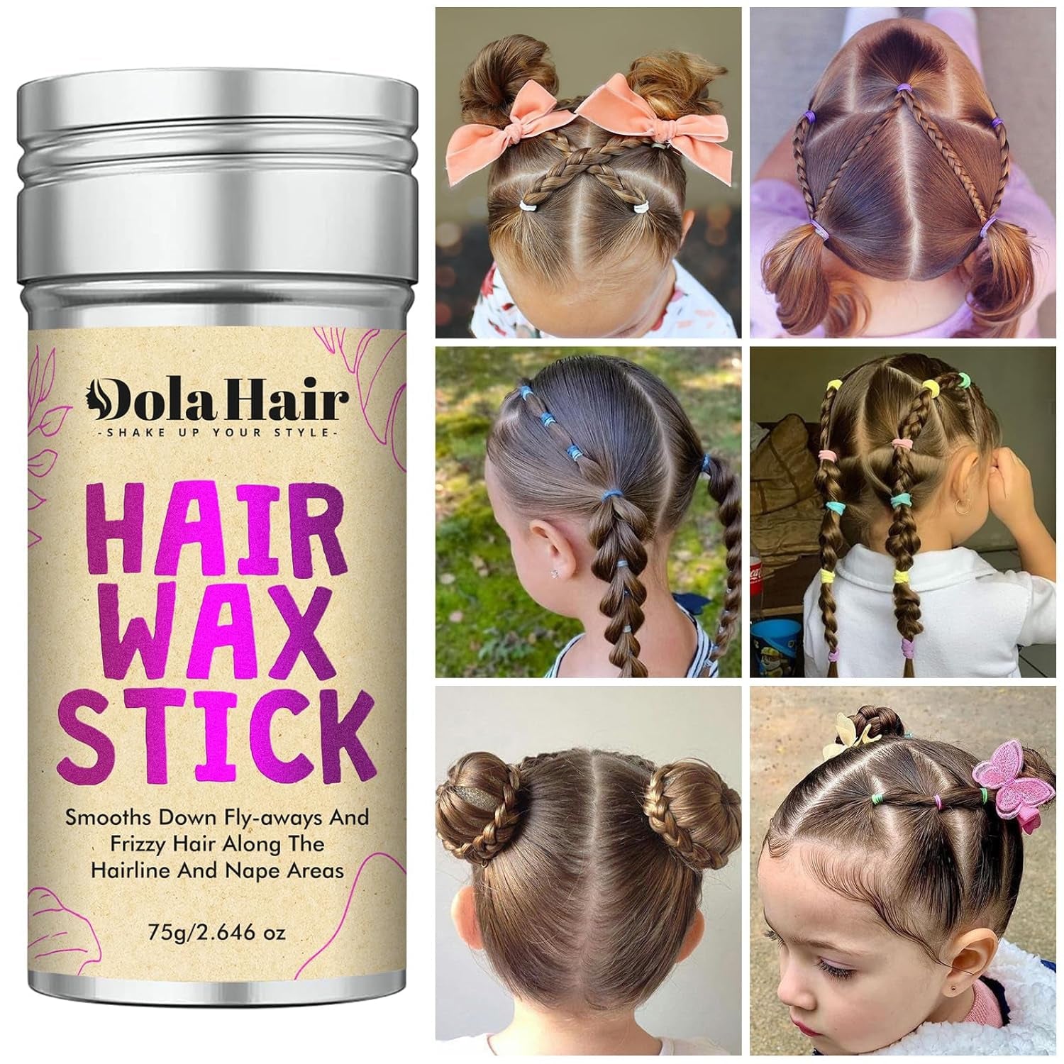 Dolahair Hair Wax Stick - Flyaway Control and Styling Pomade for Kids, Women, and Men - Hair Bun Maker and Accessorie (1 Pack of Wax)