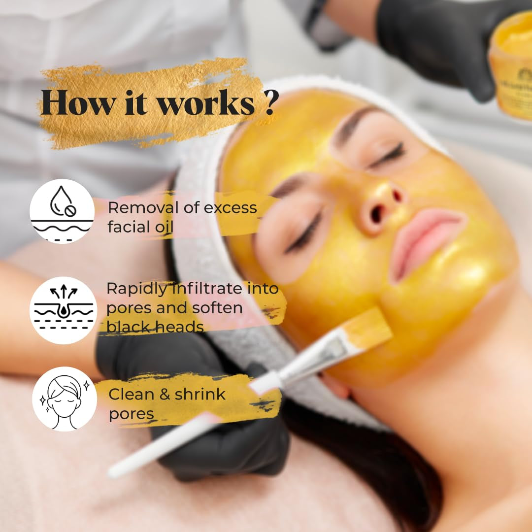 One Day Sale 24K Gold Facial Mask, Anti-Aging Gold Face Mask for Flawless & Moisturizes Skin, Helps Reduces Wrinkles, Fine Lines & Acne Scars, Removes Blackheads, Dirt & Oils