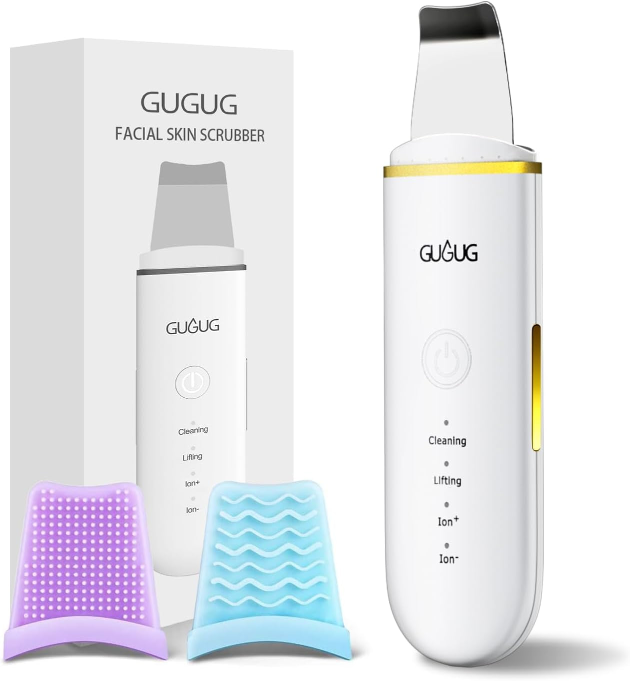 GUGUG Skin Scrubber Face Spatula Skin Spatula Pore Cleaner Blackhead Remover Tools for Facial Deep Cleansing-4 Modes -White