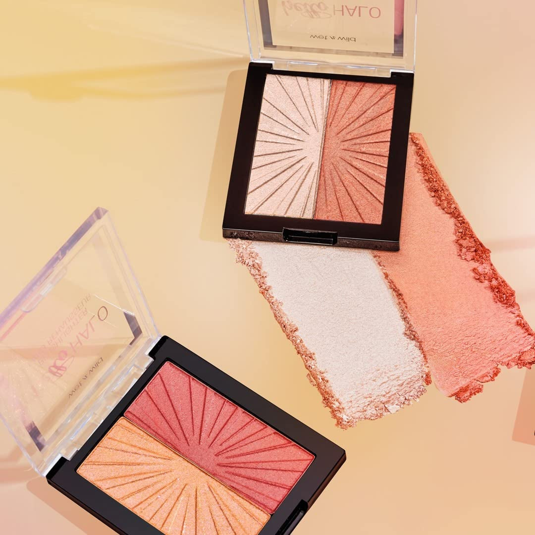 Wet N Wild Megaglo Blushlighter, Blendable Blush & Highlighter Set, Shimmery Metallic Finish, Flash Me
