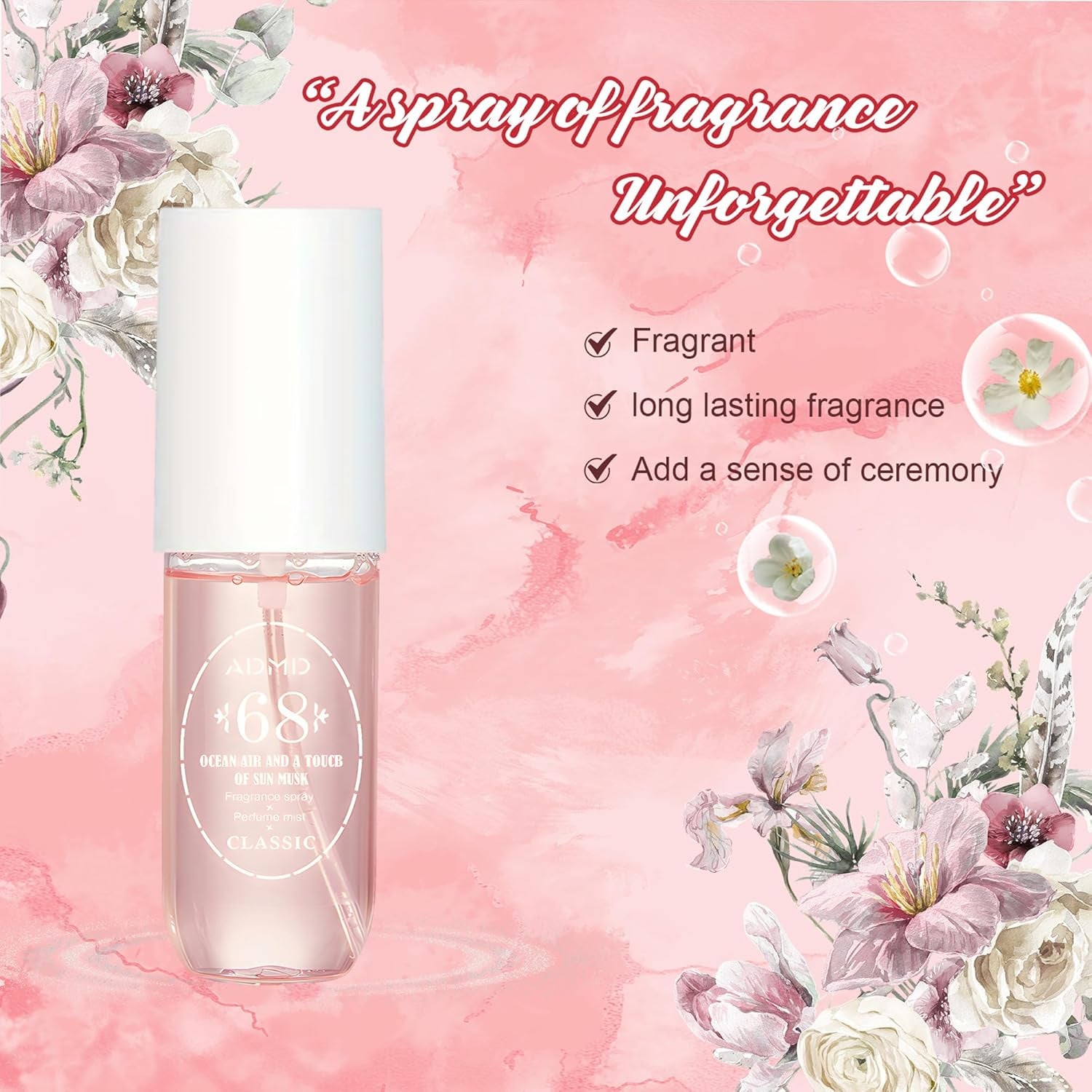 Body Spray for Women, Hair & Body Fragrance Mist, Long Lasting Perfume Spray, Travel Size Womens Fragrance Body Spray, Various Scents