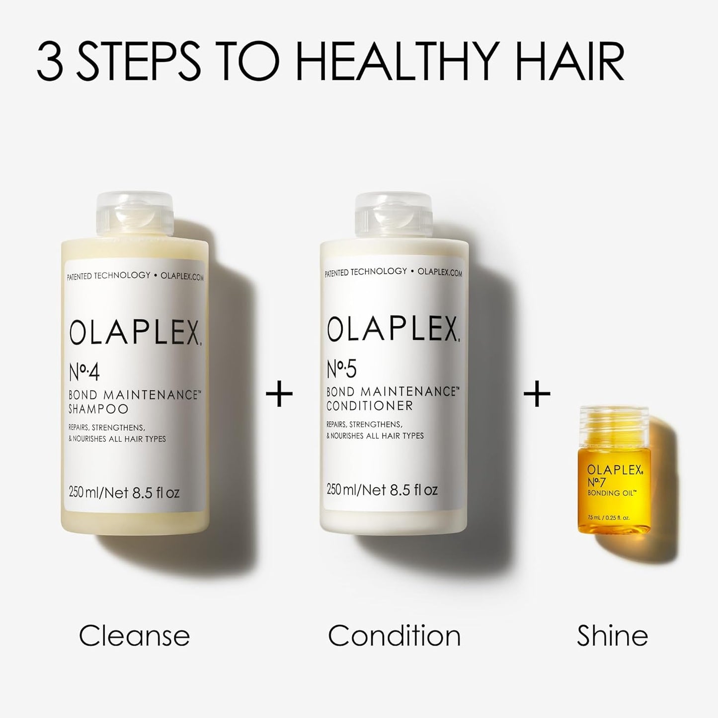 Olaplex Wash and Shine Hair Kit: No. 4, 5, 7, Shampoo & Conditioner Set to Cleanse, Hydrate, & Control Frizz up to 72 Hours, Bonding Oil for Shine & Protect, for All Hair Types