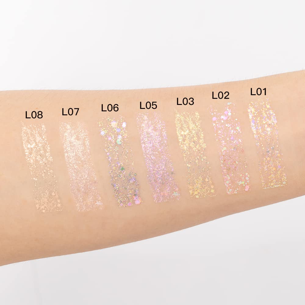 Beauty Liquid Glitter Eyeshadow, Metallic Glitter Shimmer Eye Looks Waterproof Long Lasting Quick-Drying Sparkling Eye Shadow Makeup (2G) L05