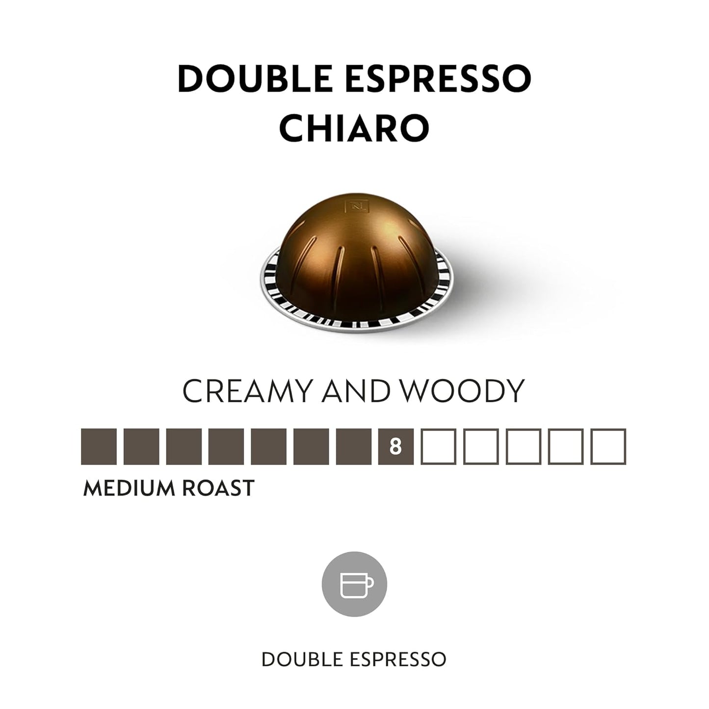 Nespresso Capsules Vertuo, Double Espresso Chiaro, Medium Roast Espresso Coffee, 30-Count Coffee Pods, Brews 2.7Oz.