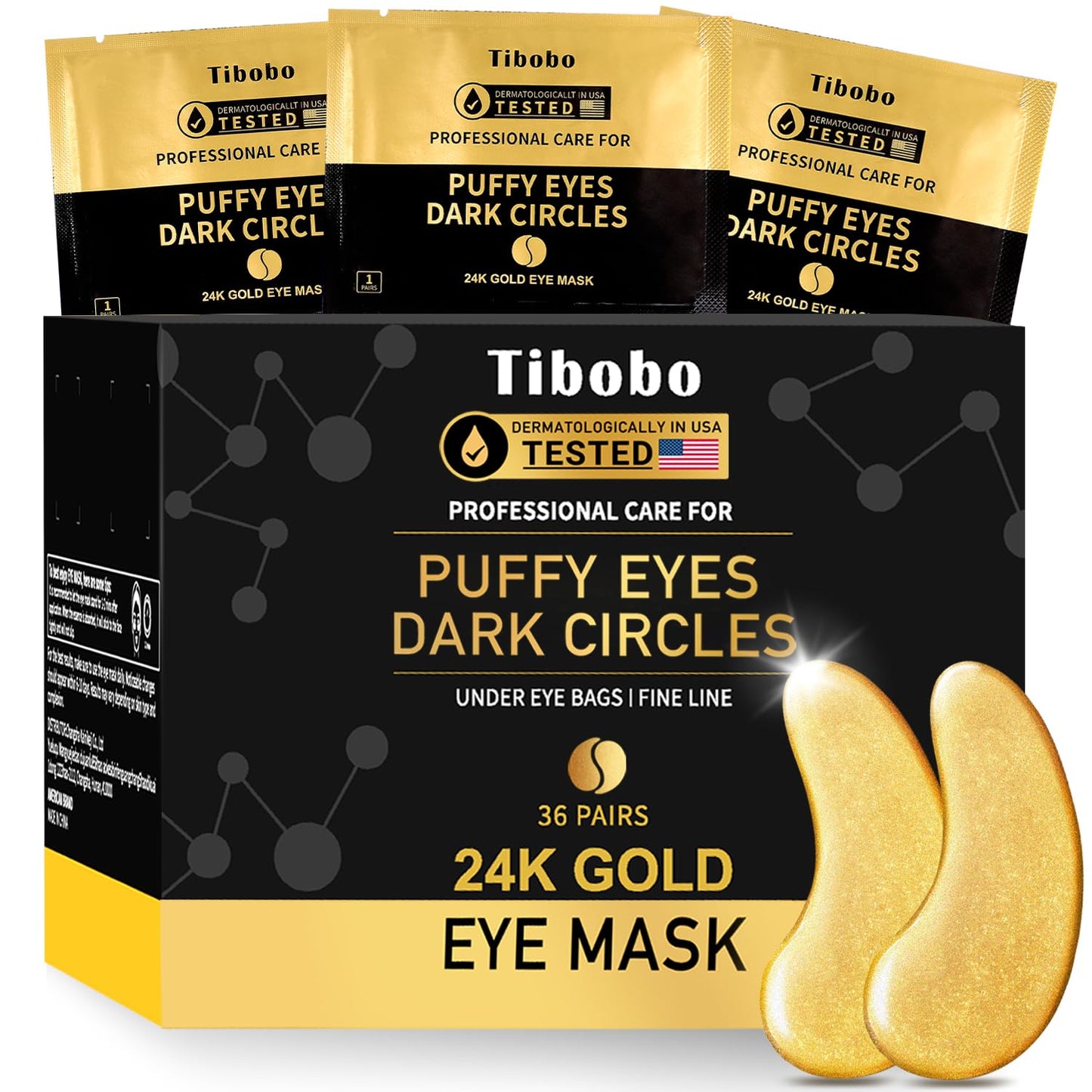 Under Eye Patches (24 Pairs) - 24K Gold Eye Masks Enriched with Abundant Collagen | Diminish Dark Circles and Puffiness | Anti-Aging, Smooth Fine Line, Nourish Skin - Christmas Gifts for Women