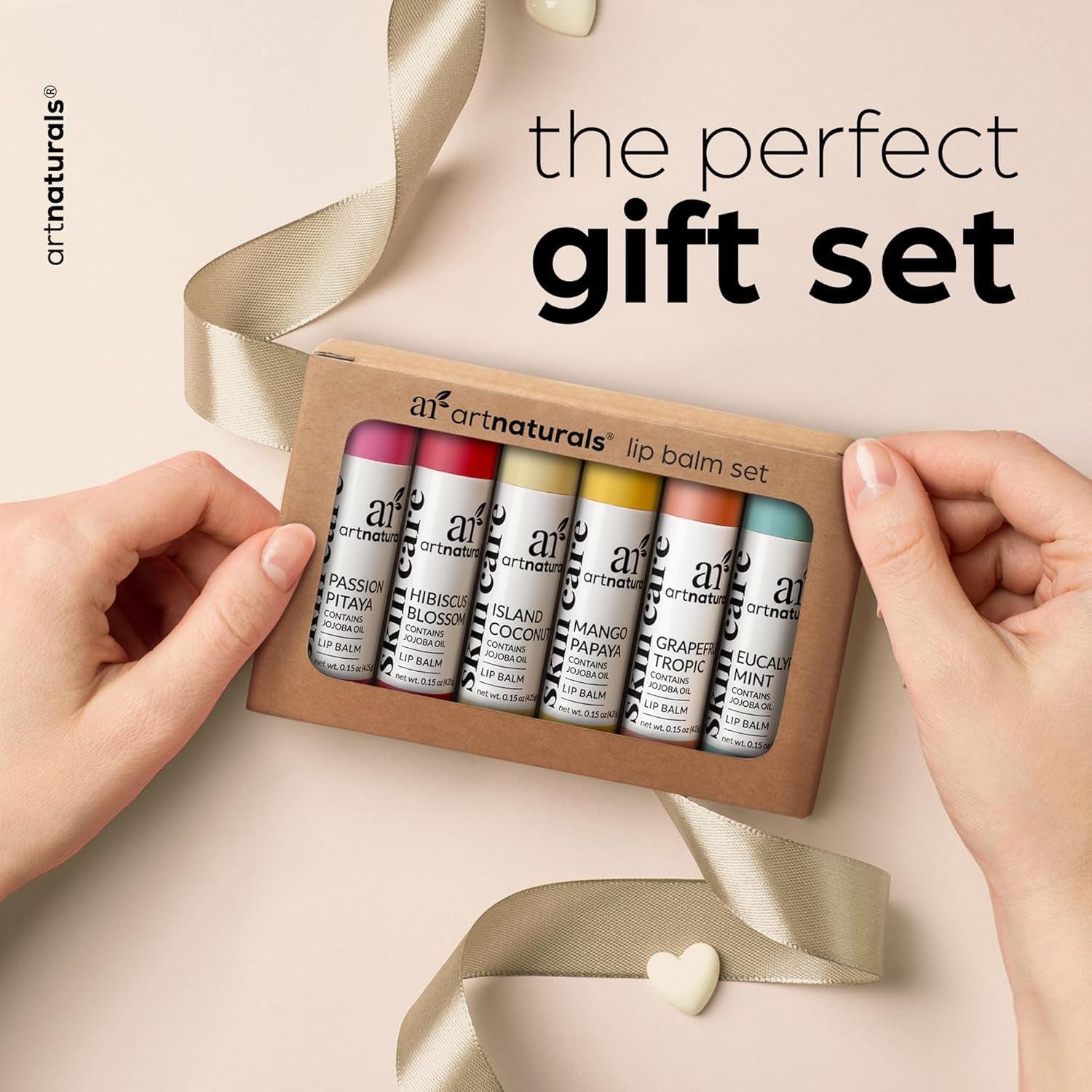 Artnaturals Organic Beeswax Lip Balm Gift Set - Assorted Flavors with Aloe, Coconut & Jojoba Oils