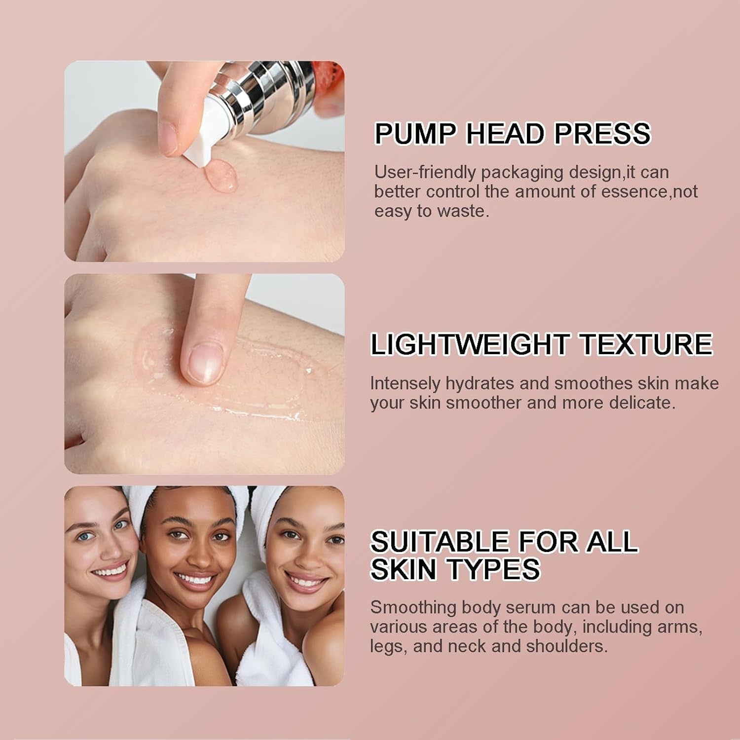 Smoothing Body Serum for Wrinkles - Gloosy Body Serum for Women Silky Smooth Skin, Anti-Aging & Firming - Skin Tightening Serum Visible Results, Body Smoothing Serum Infused with Collagen, Vitamin E